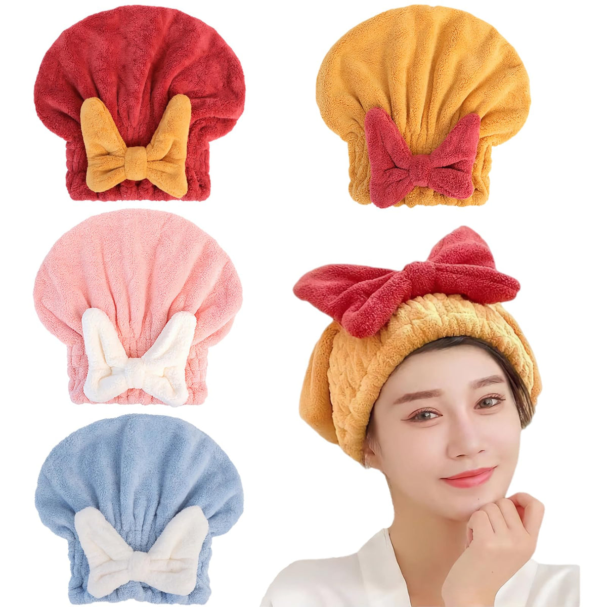 Microfiber Hair Towels Wrap Hair Drying Cap for Women 2Pcs Colors