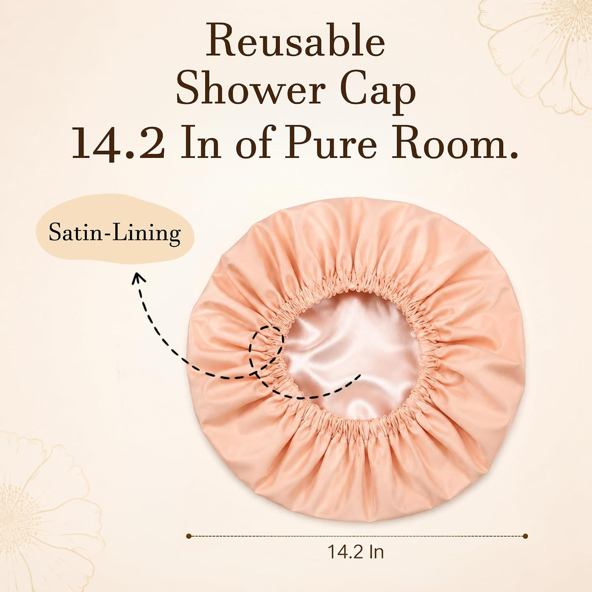 Satin Lined Shower Cap,Shower Caps for Women Reusable Waterproof
