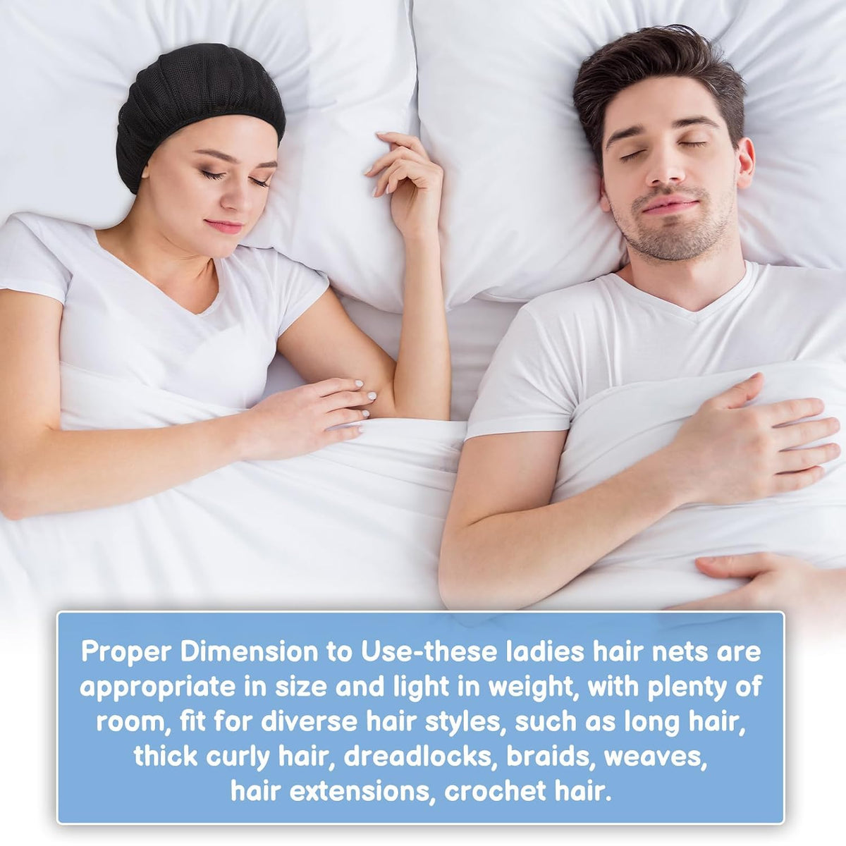 10 Pcs Hair Net for Sleep Night Curly Hair Nets Black