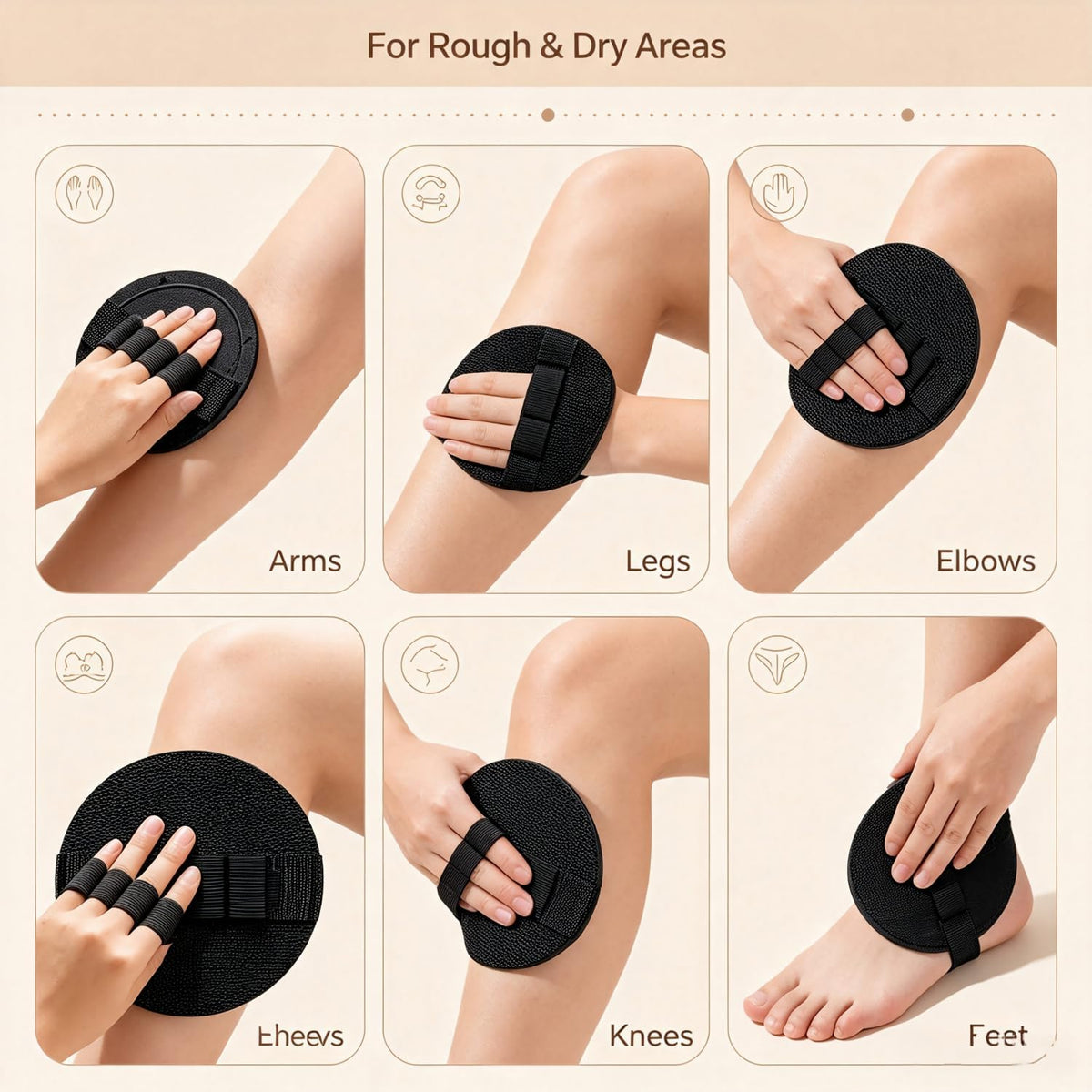 Exfoliating Bath Glove, Rubber Body Scrubber Glove, No Pain Gentle Skin Exfoliator, Quick Dry Shower Scrub Glove for Arms, Legs, Elbows, Knees & Feet