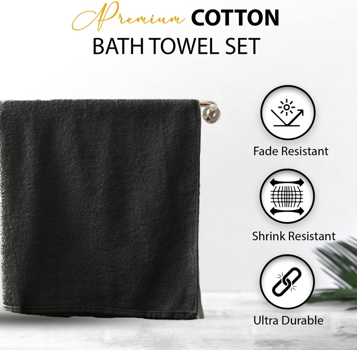 KAHAF COLLECTION 100% Cotton Bath Towels, 24x48 Pack of 6 Towels, Quick Dry, Highly Absorbent, Soft Feel Towel, Gym, Spa, Bathroom, Shower, Pool, Luxury Soft Towels (Grey, 24x48-6 Pack)