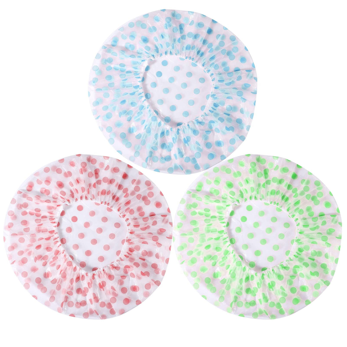 Shower Cap, 3 Pcs Waterproof Reusable Shower Caps Bath Hair Hat