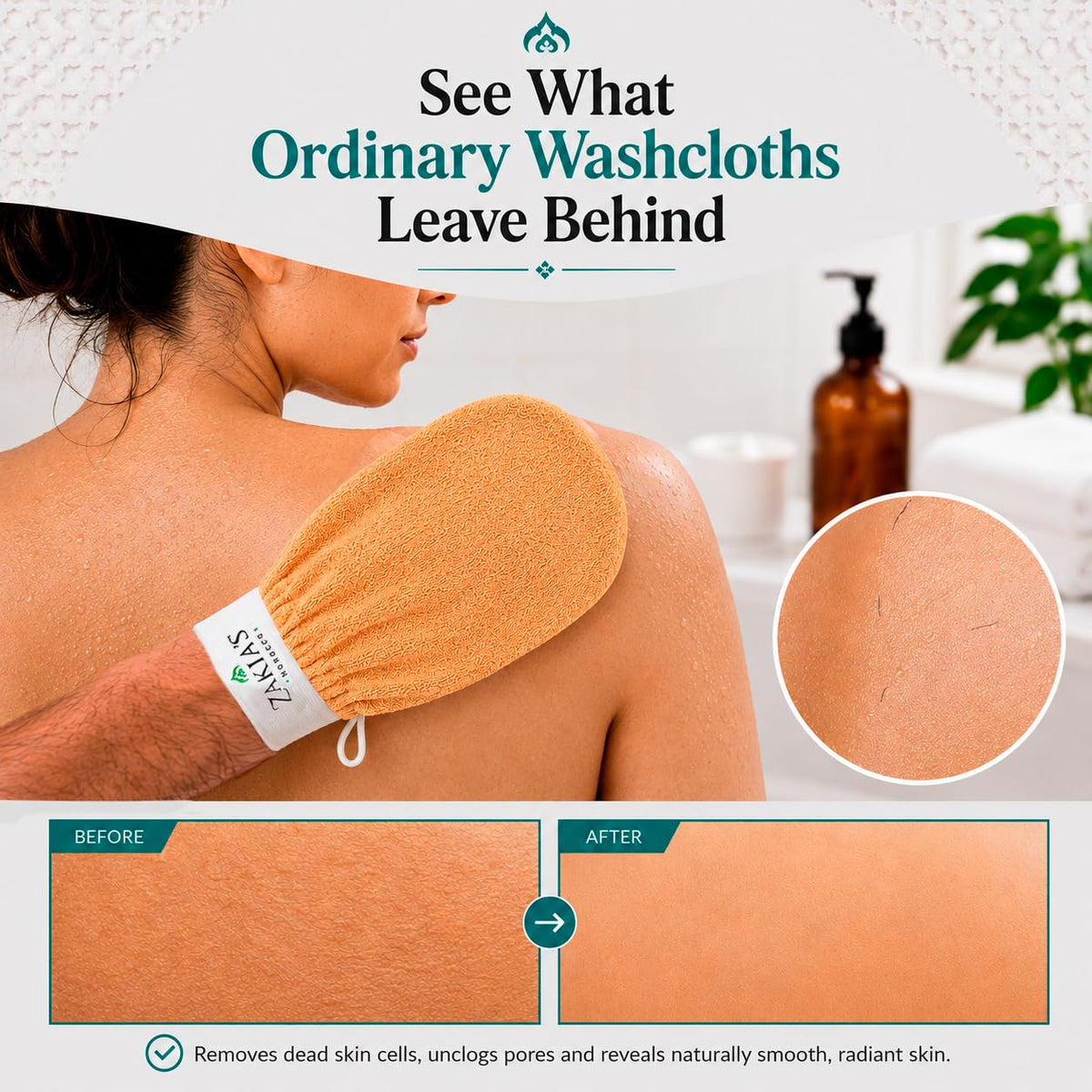 Original Kessa Exfoliating Glove - Salmon Beige - Microdermabrasion Exfoliating Mitts, Removes unwanted dead skin, dirt and grime and Keratosis Pilaris. Great for spray tan removal. 1 unit