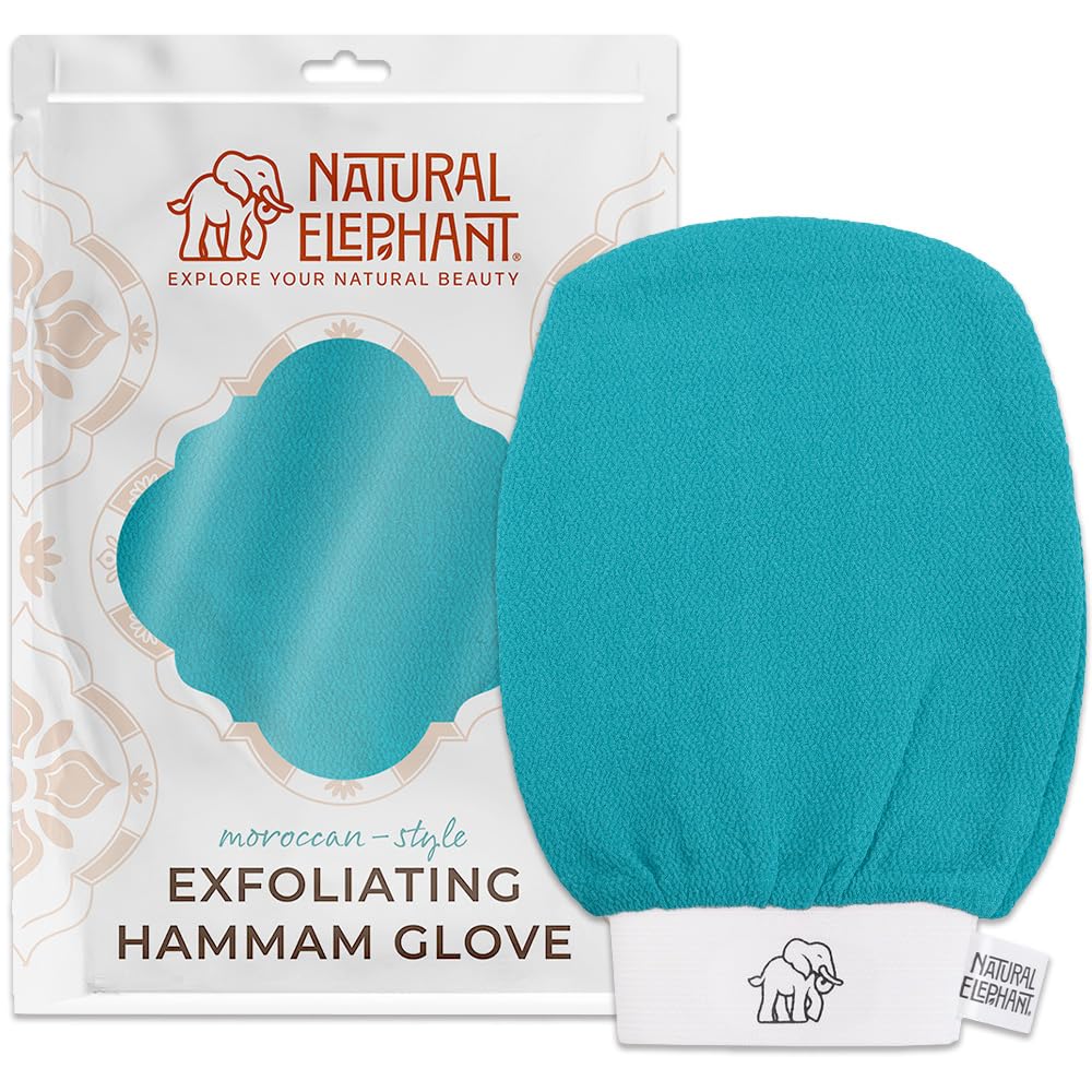 Natural Elephant Exfoliating Hammam Glove | Authentic Moroccan Kessa Body Scrub Mitt for Spa-Quality Skin Renewal | Pure Black Single