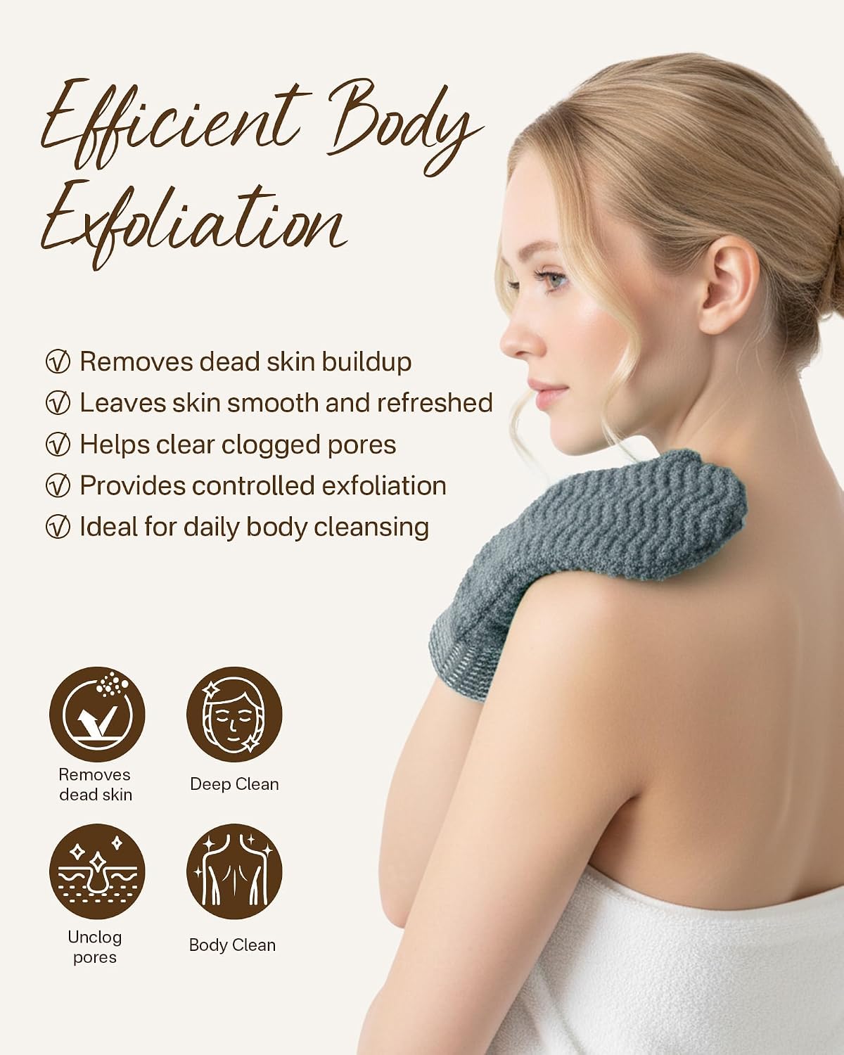 Exfoliating Gloves 2 Pack, Wave Texture Exfoliating Mitt for Dead Skin Remover, Body Scrub Gloves for Bath Shower, Korean Exfoliating Mitt, Loofah Alternative Body Scrubber for Women & Men