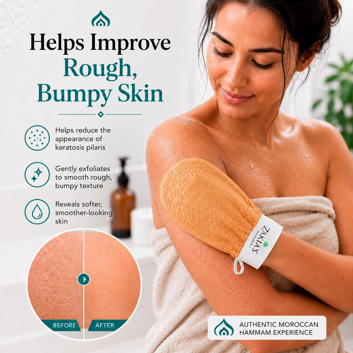 Original Kessa Exfoliating Glove - Salmon Beige - Microdermabrasion Exfoliating Mitts, Removes unwanted dead skin, dirt and grime and Keratosis Pilaris. Great for spray tan removal. 1 unit