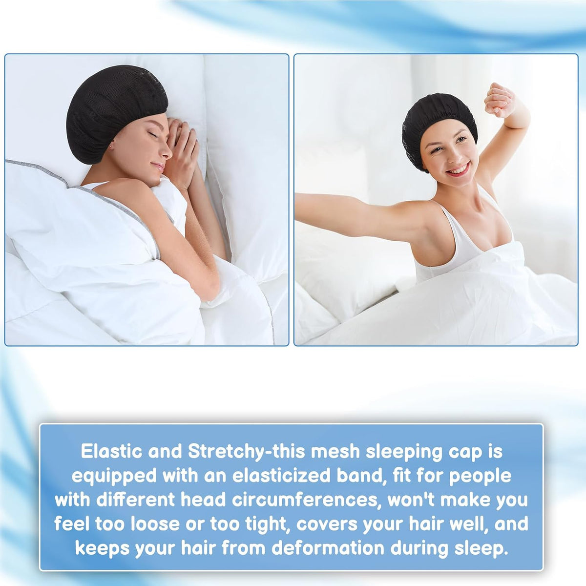 10 Pcs Hair Net for Sleep Night Curly Hair Nets Black