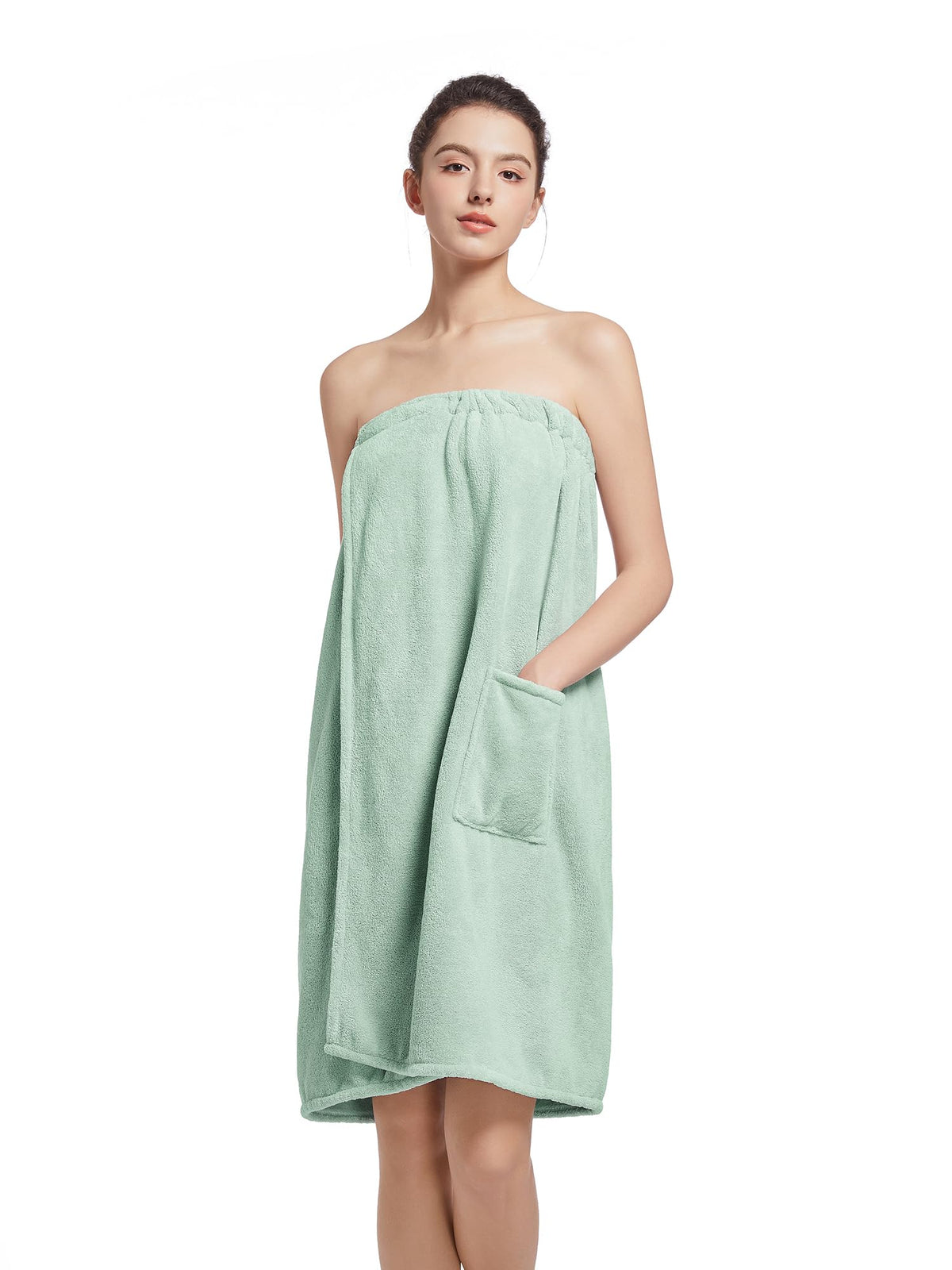 Women'S Soft Wrap Towel Full Length，Bath Robe After Shower Female Plush Long，Spa Bathrobes Lightweight With Pockets