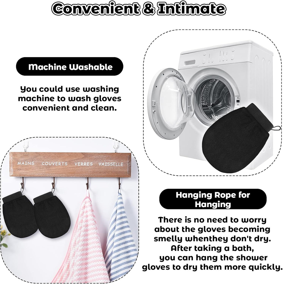 Tatuo 4 Pcs Exfoliating Mitts Korean Exfoliating Gloves for Body Shower