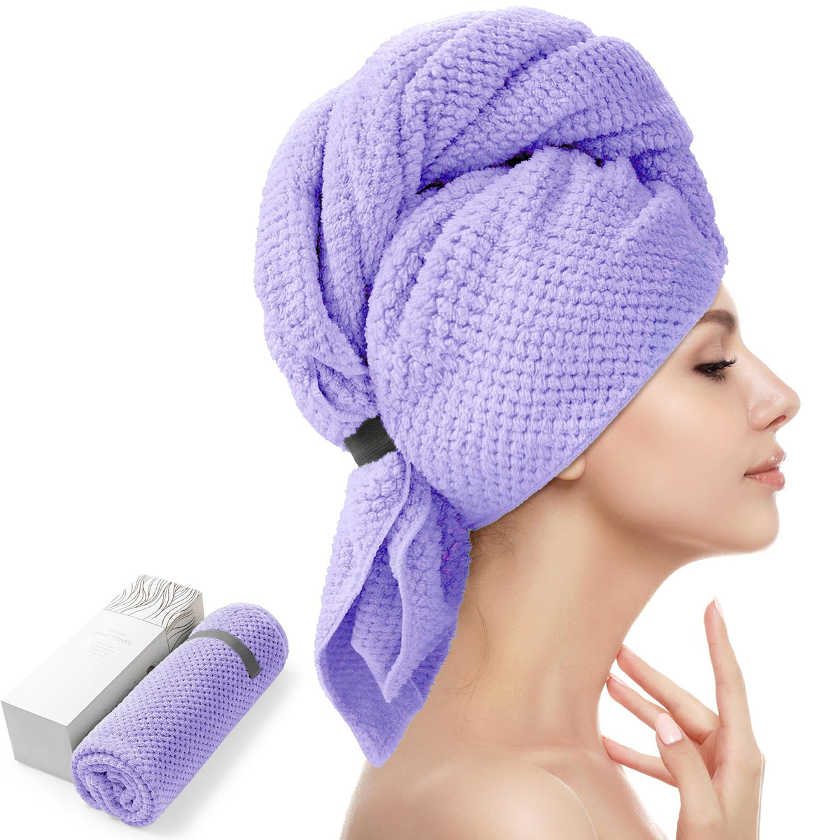 YFONG Large Microfiber Hair Towel Wrap for Women, 26" X 40" Super Absorbent