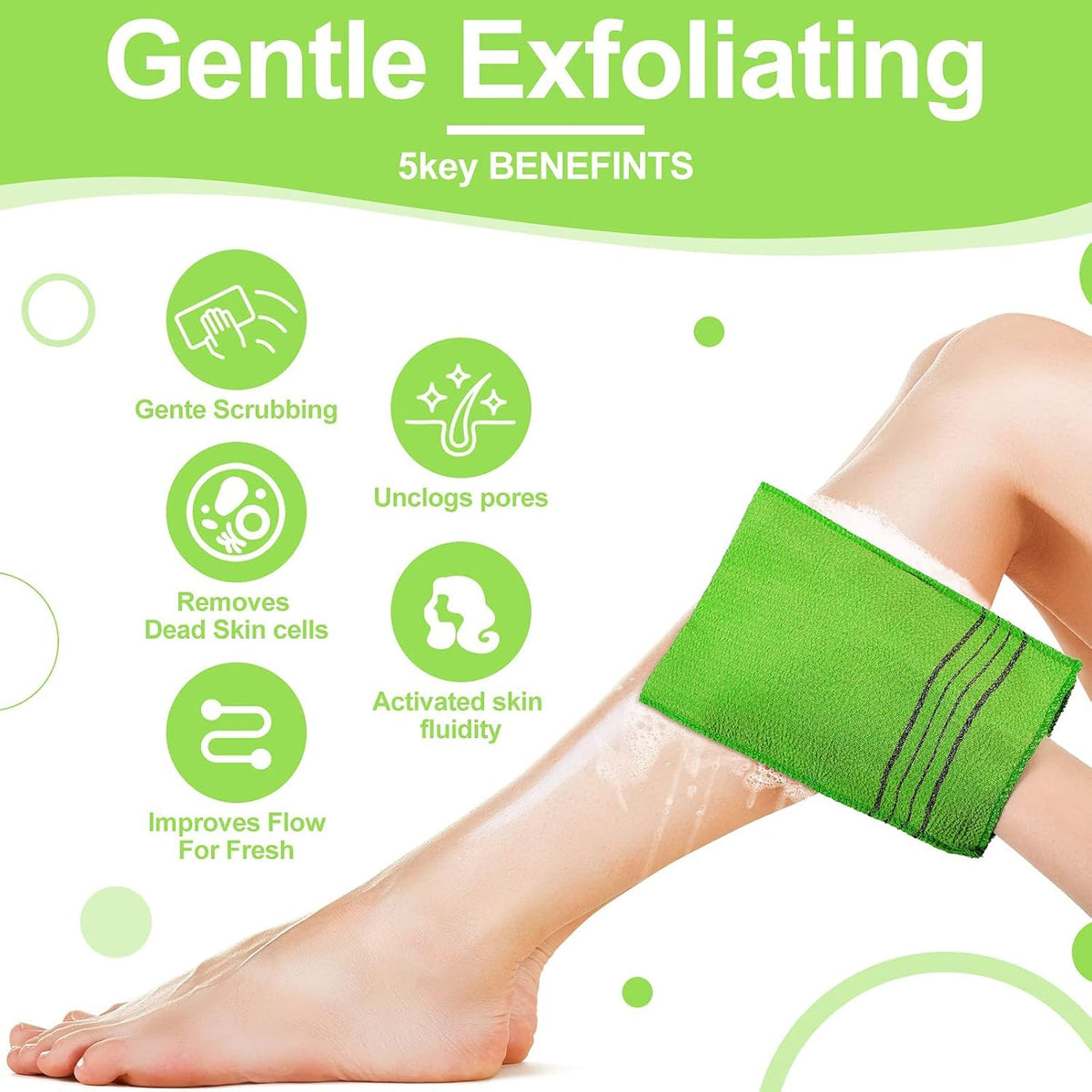 Tatuo 12 Pack Korean Exfoliating Mitts, Body Scrub, 8 x 5.5 in, 4 Colors