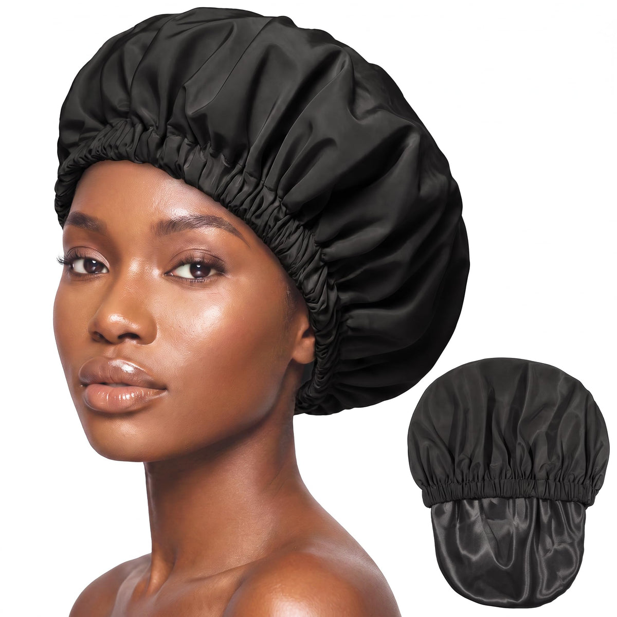 Satin Lined Shower Cap,Shower Caps for Women Reusable Waterproof