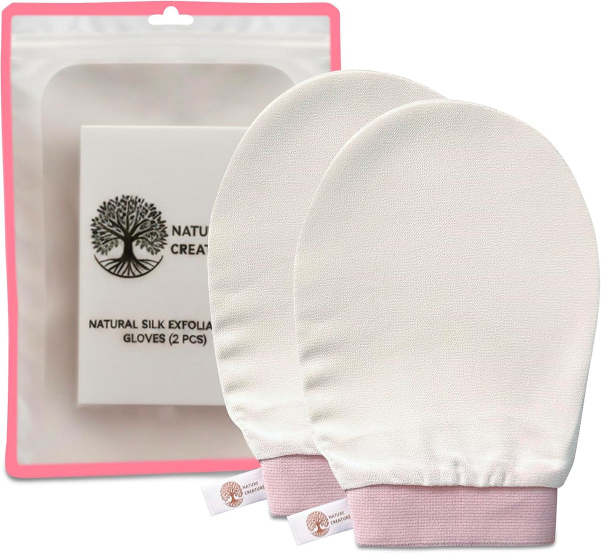 Vegan Silk Exfoliating Gloves Set (2 Pack) – Korean Spa Body Scrubber Mitt for Dead Skin & Ingrown Hair | Gift for Smooth Glowing Skin