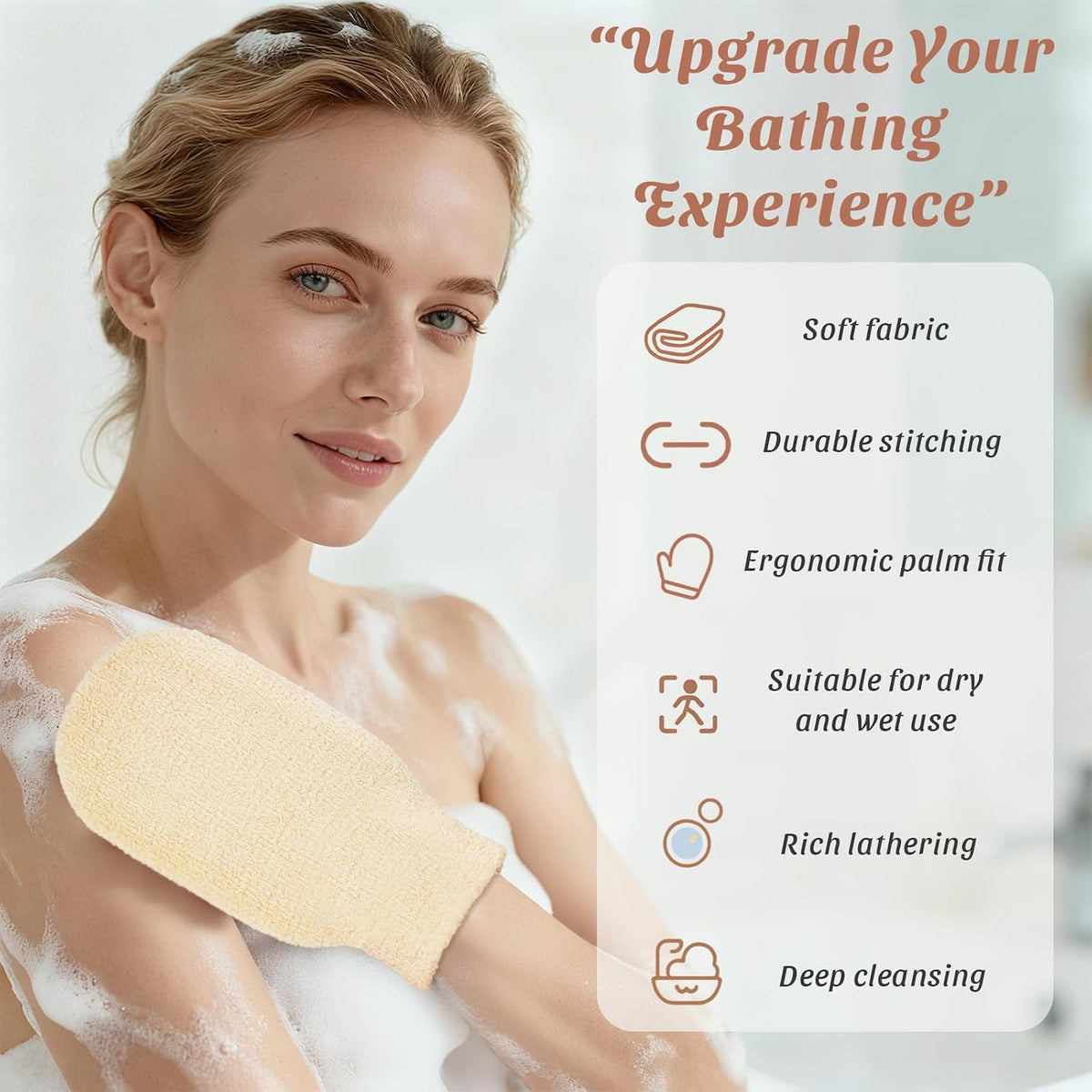2-Pack Hemp Bath Gloves – Natural Shower Mitts for Body Scrub, Gentle Exfoliating Washcloth Mittens for Men & Women Skincare