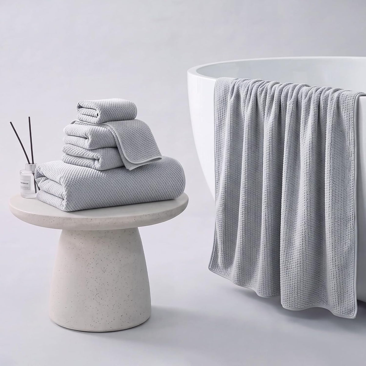 ecolook Microfiber Bath Towel Set of 6, Oversized 35 x 70 in, Soft, Gray