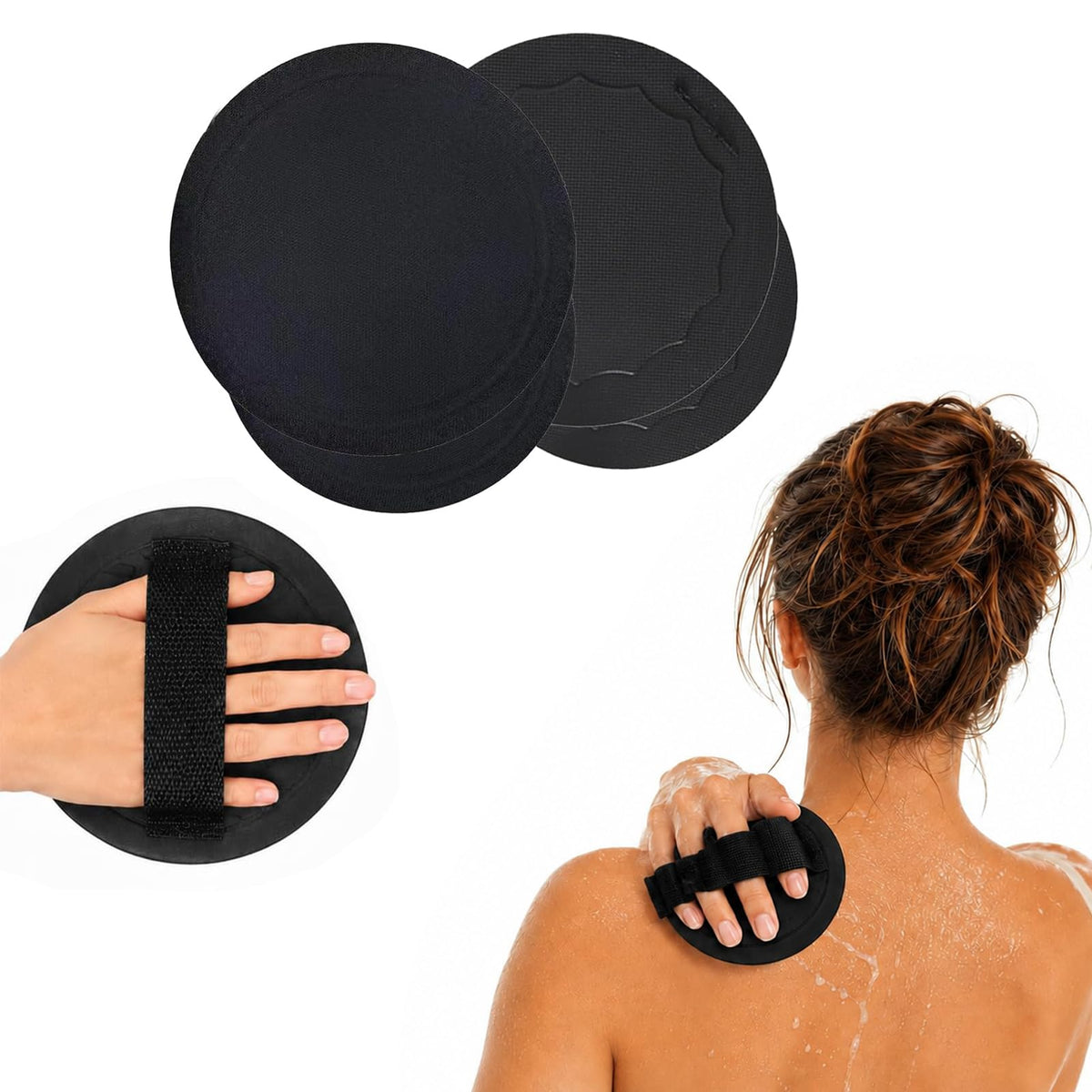 4 Pack Soft Rubber Shower Scrubber, Body Exfoliating Bath Tool，Mix