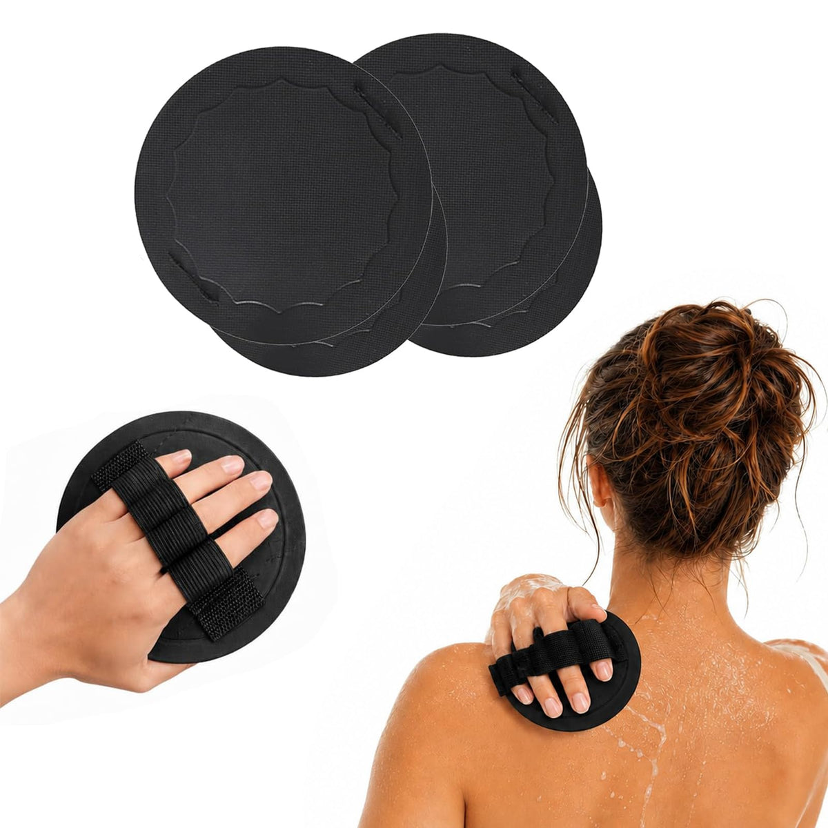 4 Pack Soft Rubber Shower Scrubber, Body Exfoliating Bath Tool，Mix