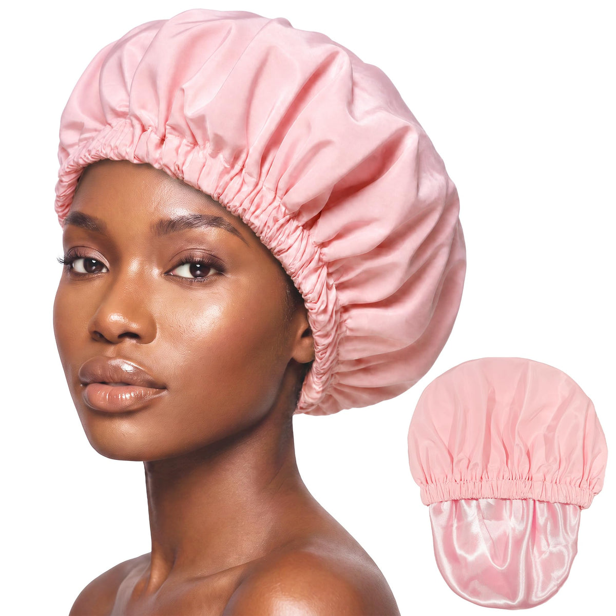 Satin Lined Shower Cap,Shower Caps for Women Reusable Waterproof