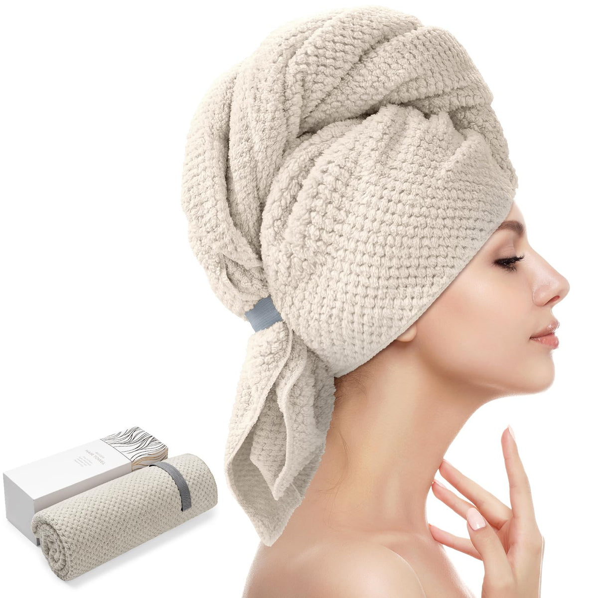 YFONG Large Microfiber Hair Towel Wrap for Women, 26" X 40" Super Absorbent