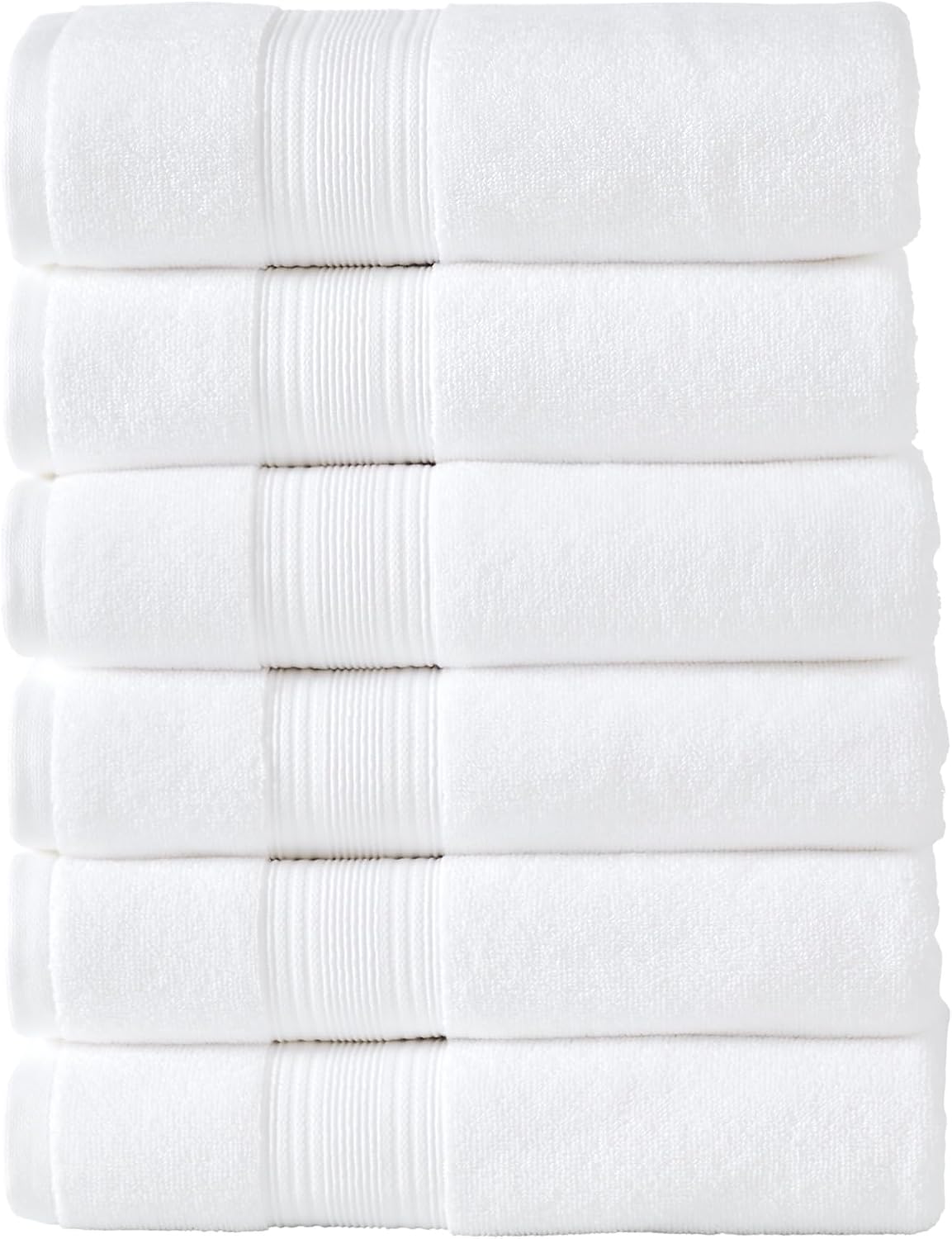 Modern Threads Hotel Collection 6-Pack 100% Ring Spun Cotton, Highly Absorbent Quick Drying Bath Towel Set, White, 27x54