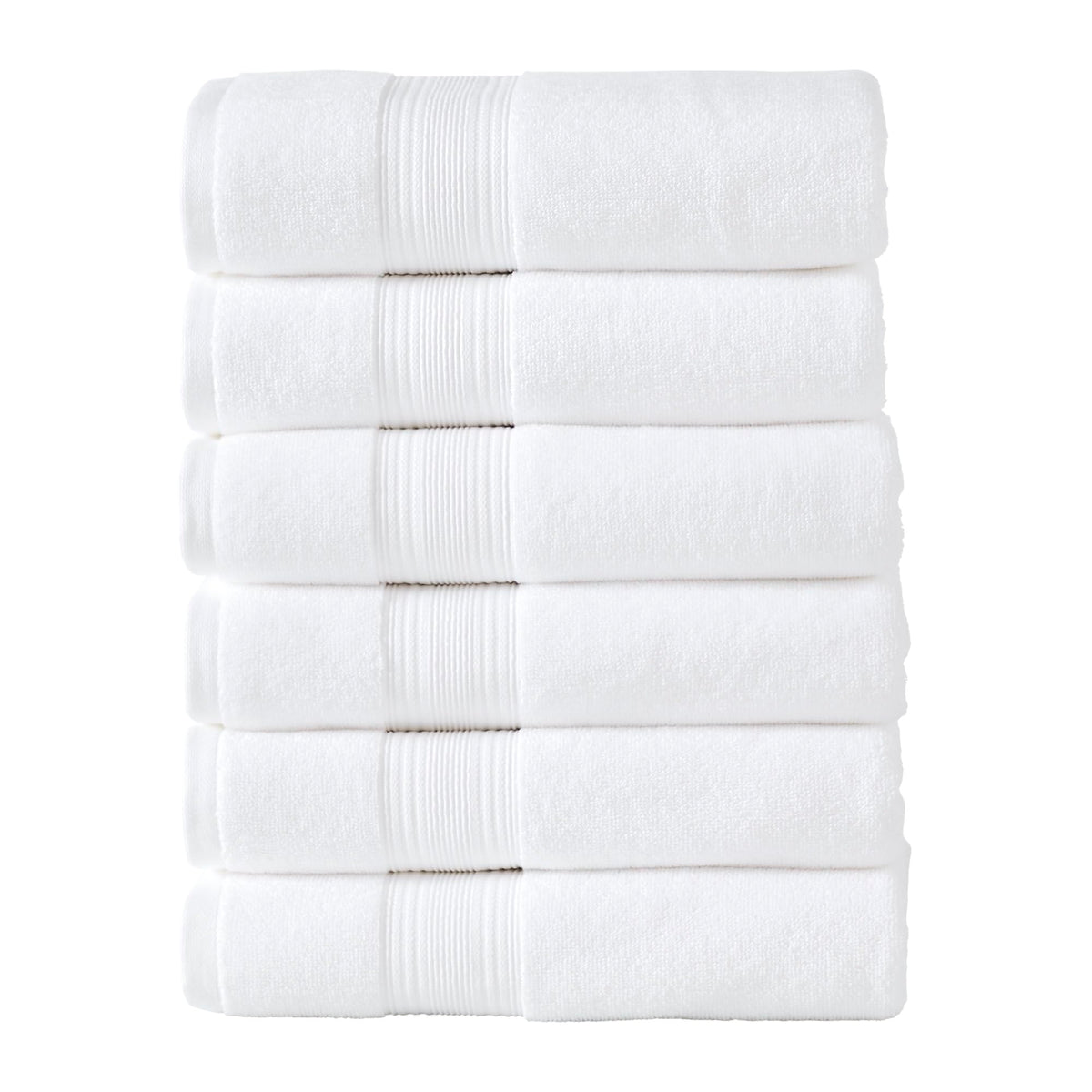Modern Threads Hotel Collection 6-Pack 100% Ring Spun Cotton, Highly Absorbent Quick Drying Bath Towel Set, White, 27x54