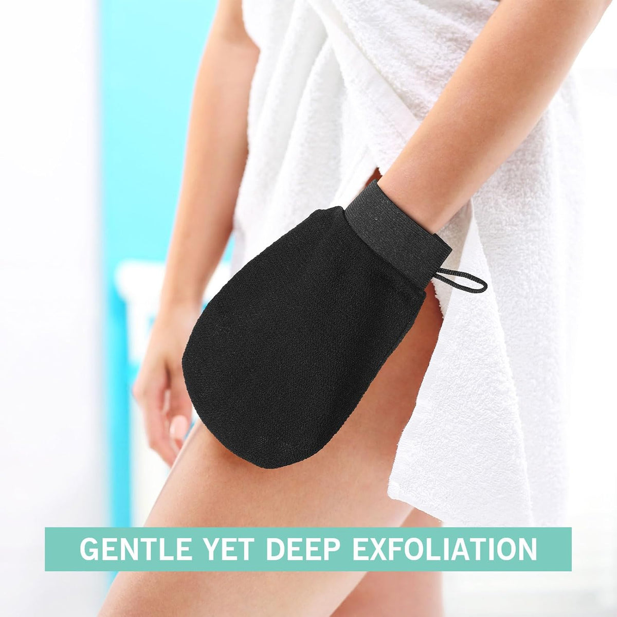 FoldTier 20 Pcs Exfoliating Glove Bulk Summer Exfoliator Mitt Body Scrubber 150d Viscose Fiber Skin Korean Scrub Mitt for Spa Massage Dead Skin Remover for Men and Women(20 Pcs,Black)