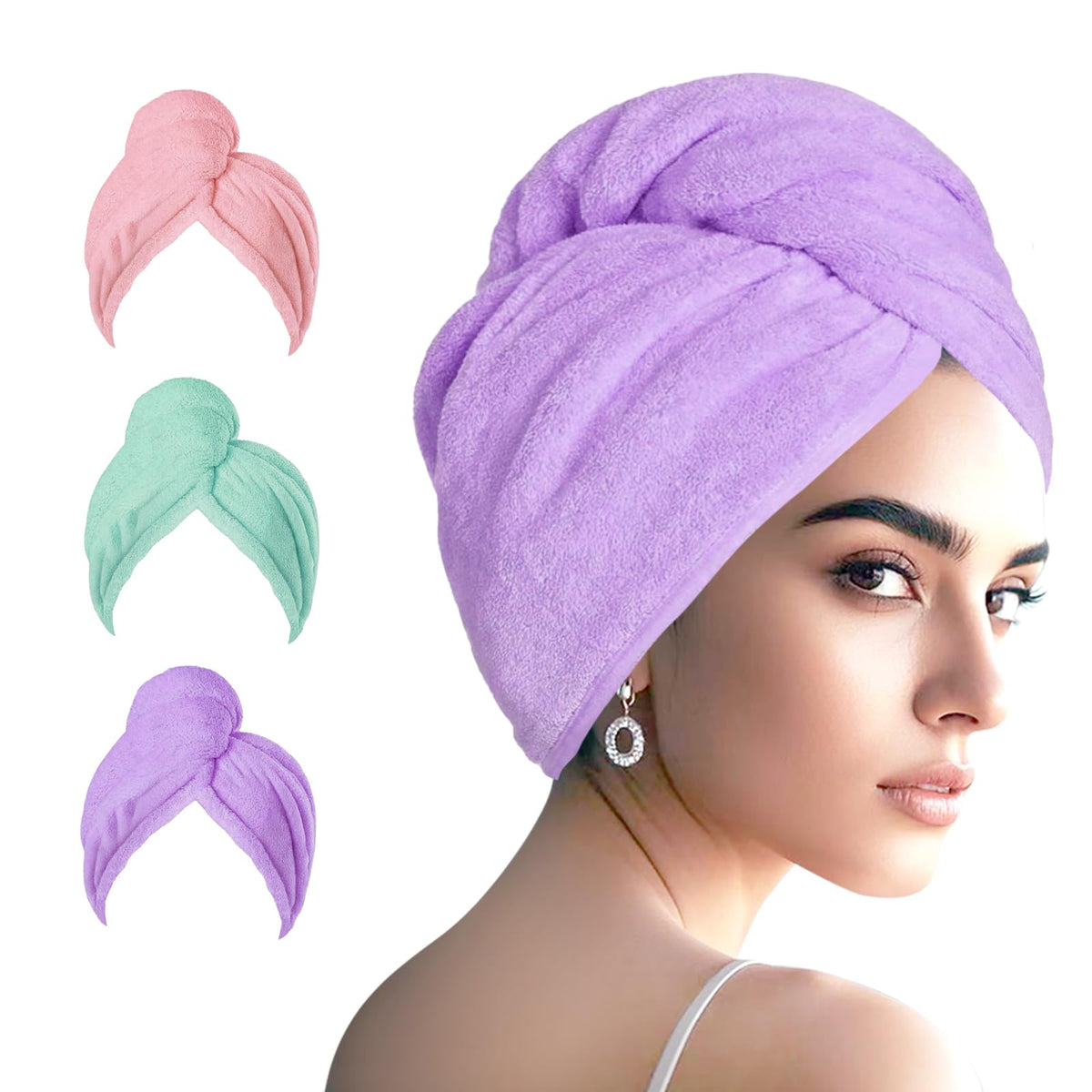 Microfiber Hair Drying Towel Wrap,Hair Turbans Towel for Wet Hair