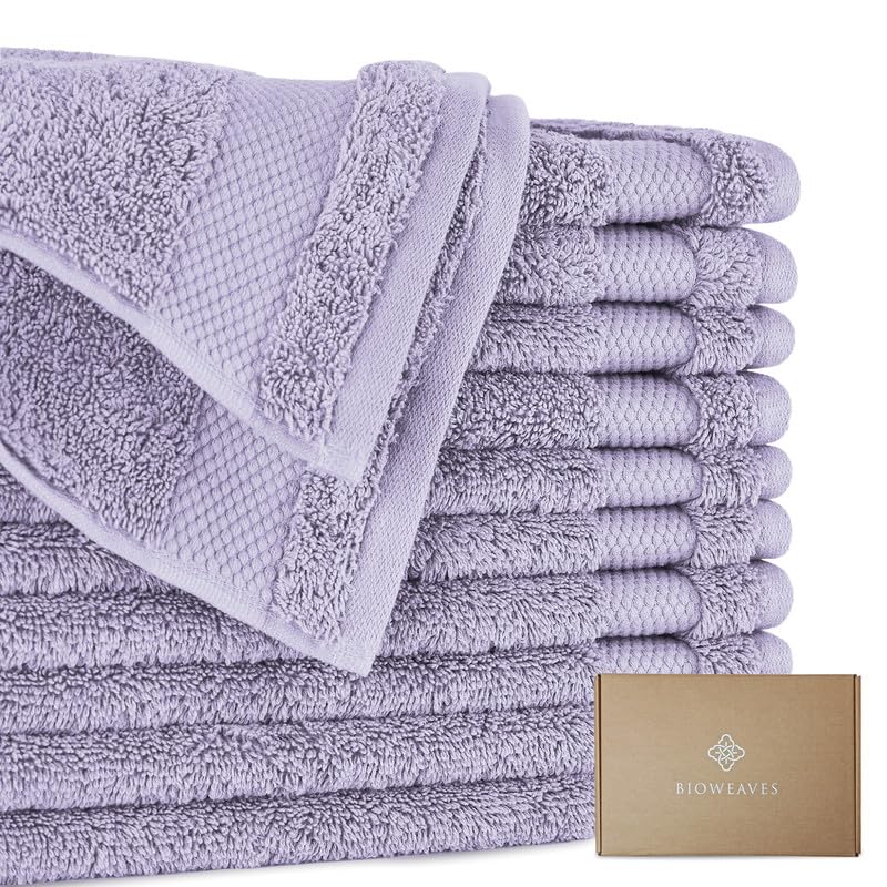 BIOWEAVES 100% Organic Cotton 700 GSM Plush Bath Towels 30" x 58" GOTS Certified - White, Pack of 2