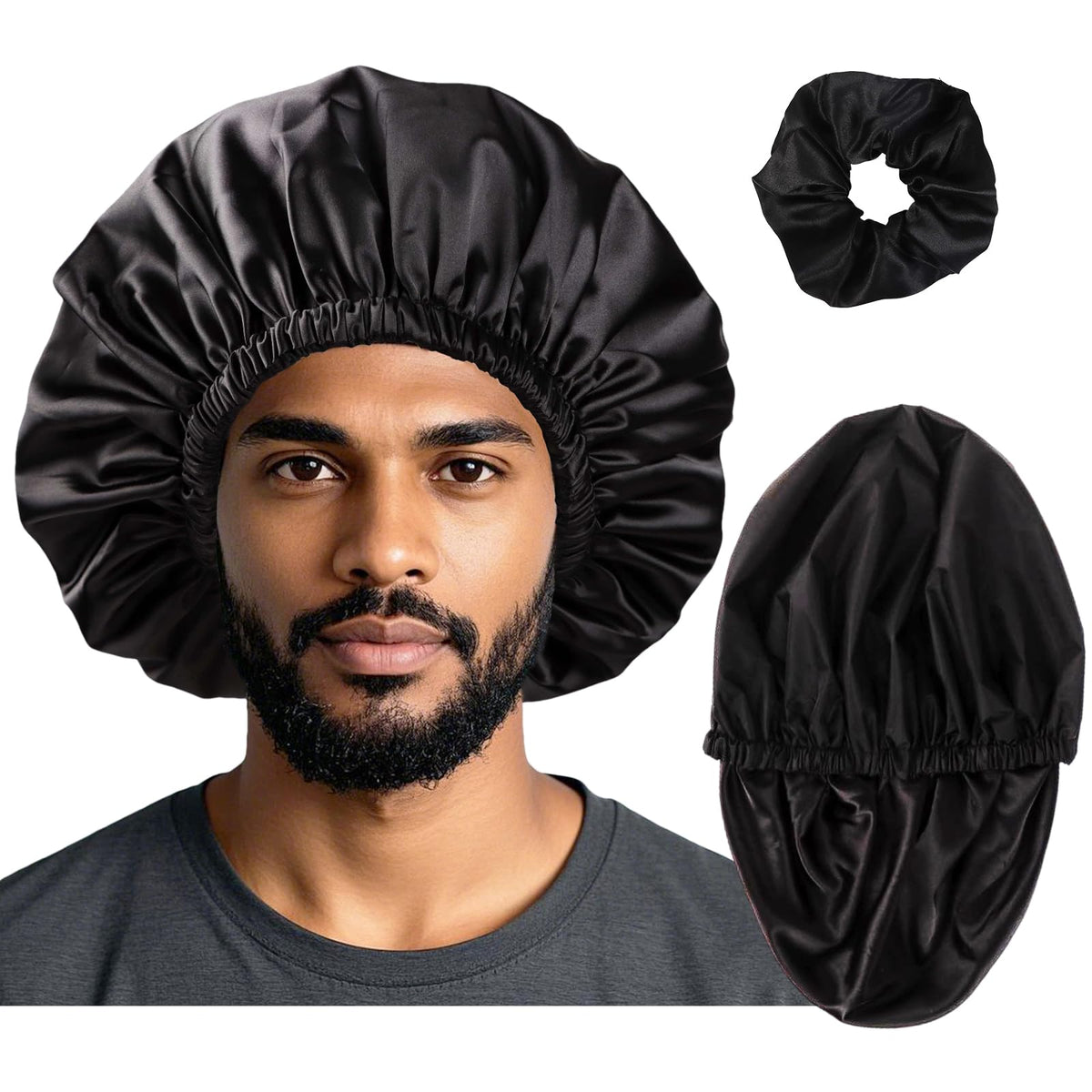 Satin Lined Shower Cap for Men Shower Caps for Women Reusable Waterproof