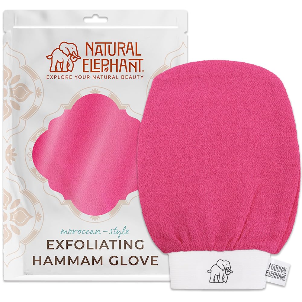 Natural Elephant Exfoliating Hammam Glove | Authentic Moroccan Kessa Body Scrub Mitt for Spa-Quality Skin Renewal | Pure Black Single