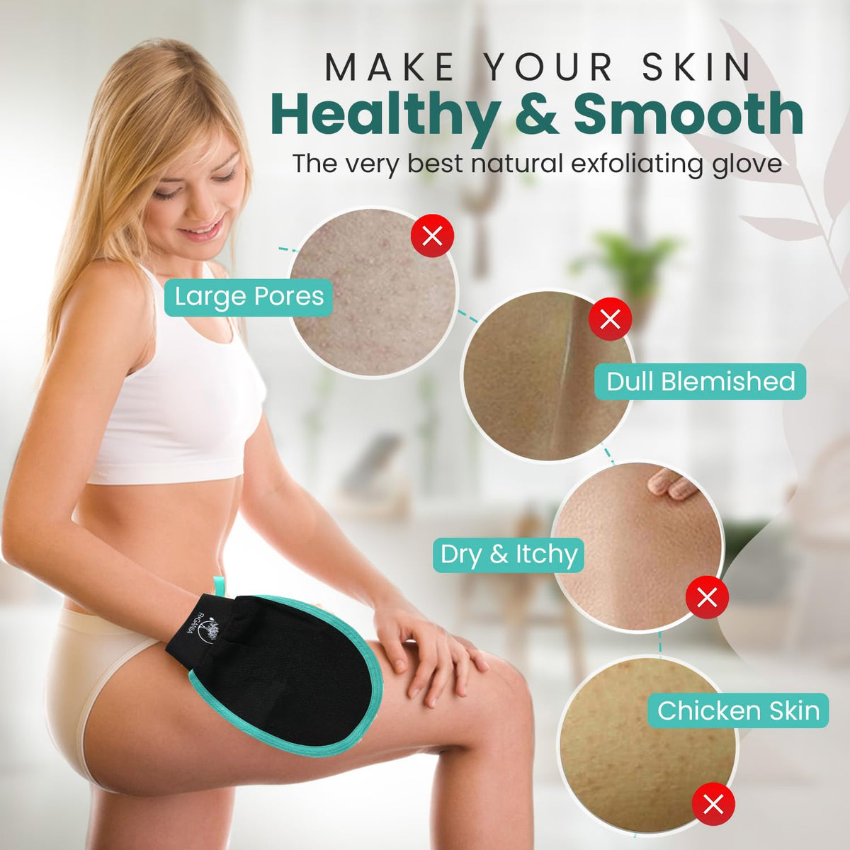 Deep Exfoliating Glove & Back Exfoliator 100% Viscose.