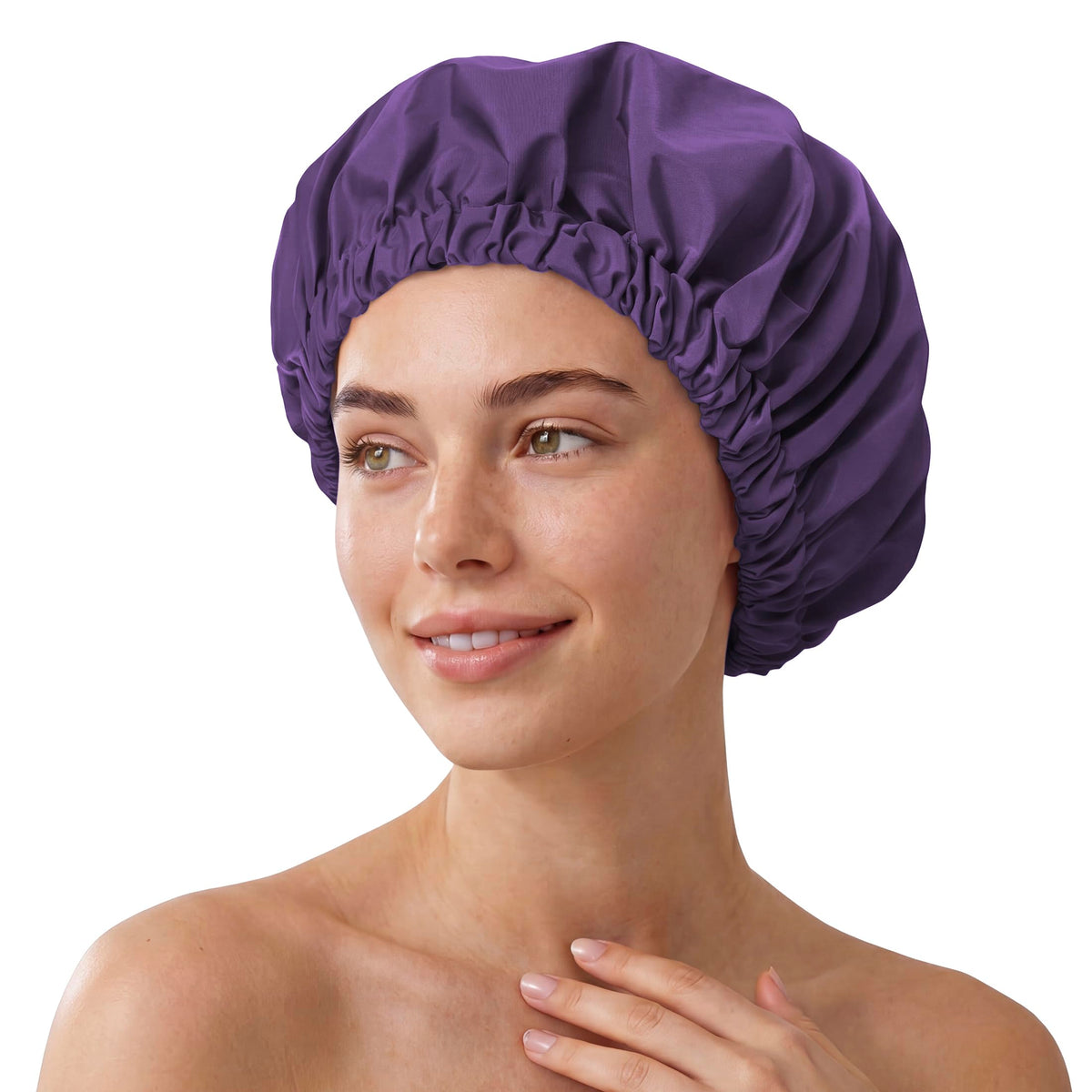 Shower Cap for Women, Reusable Waterproof Long Hair Bonnet