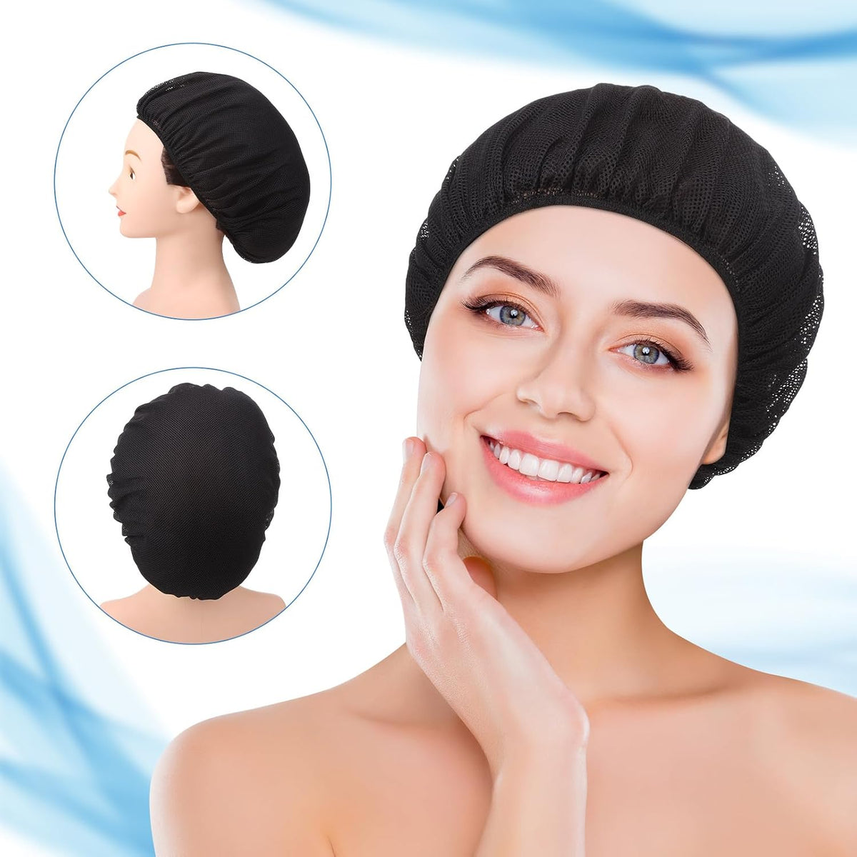10 Pcs Hair Net for Sleep Night Curly Hair Nets Black