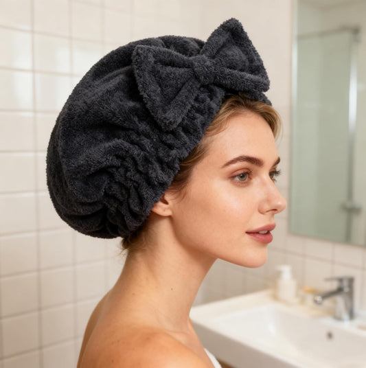 HOPESHINE Microfiber Hair Towel Cap for Women Wet Short or Long Curly Hair Super Absorbent Turbans Anti Frizz Great Gift for Women and Girls (Black, 1)