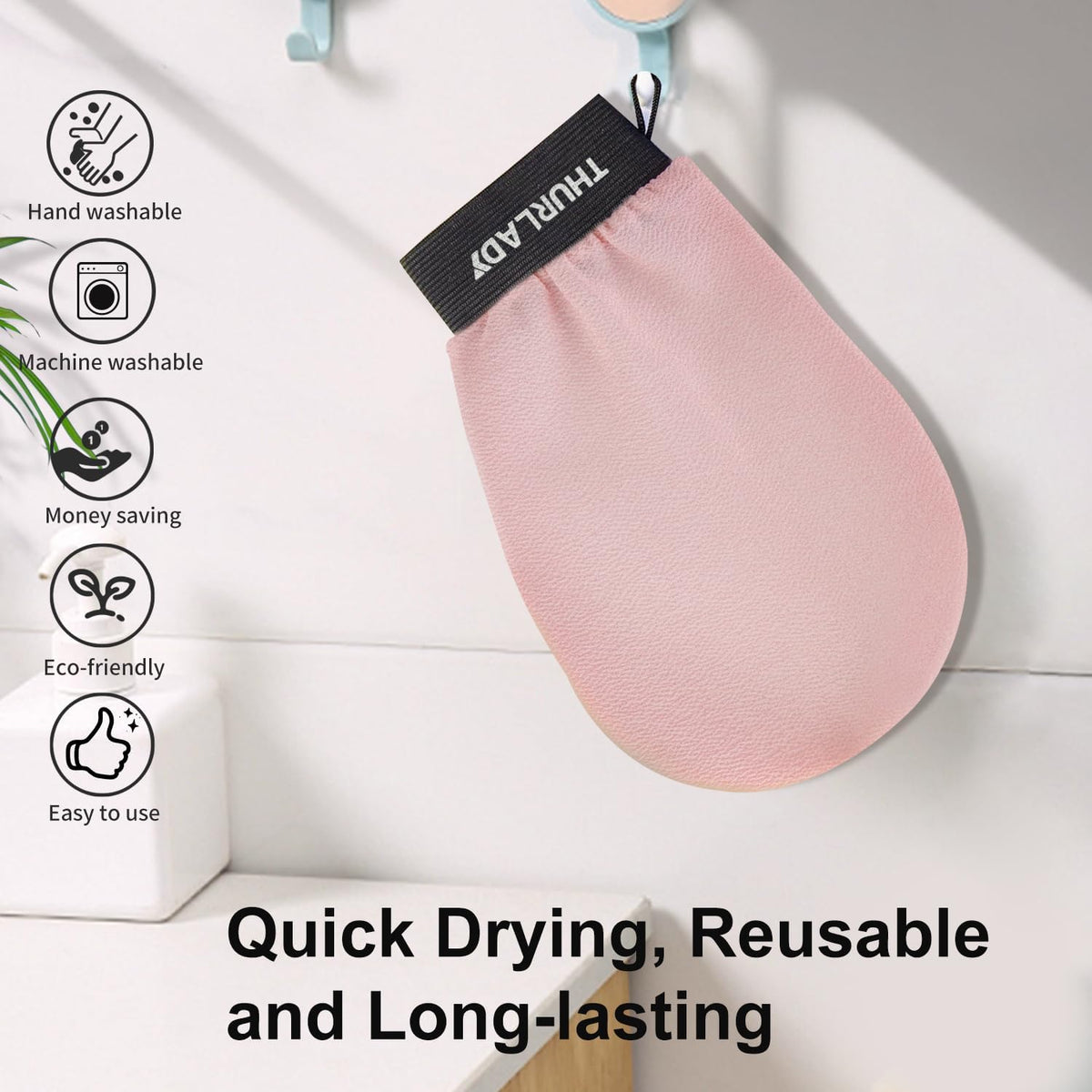 Exfoliating Glove, Korean Exfoliating Mitt, Pink