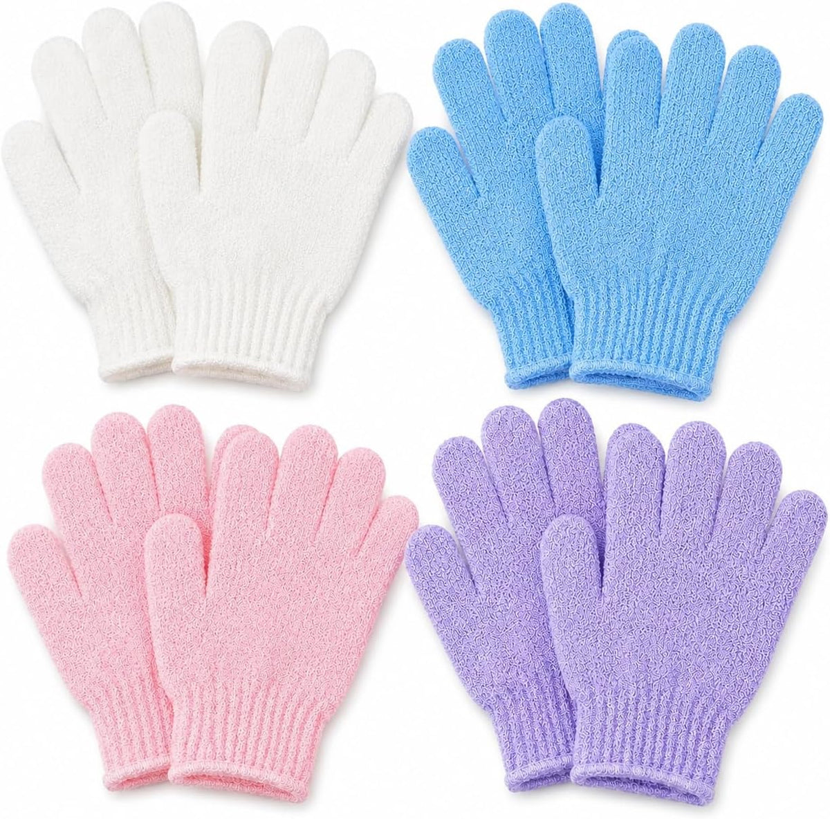 ATB 4 Pairs Exfoliating Gloves - Premium Body Scrub Wash Mitts for Bath, Shower & Self Tanner Prep - Luxury Spa Exfoliation Wash Gloves for Dead Skin Removal, Self-Tan Prep & Smooth Skin, Men & Women