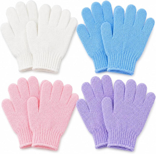 ATB 4 Pairs Exfoliating Gloves - Premium Body Scrub Wash Mitts for Bath, Shower & Self Tanner Prep - Luxury Spa Exfoliation Wash Gloves for Dead Skin Removal, Self-Tan Prep & Smooth Skin, Men & Women