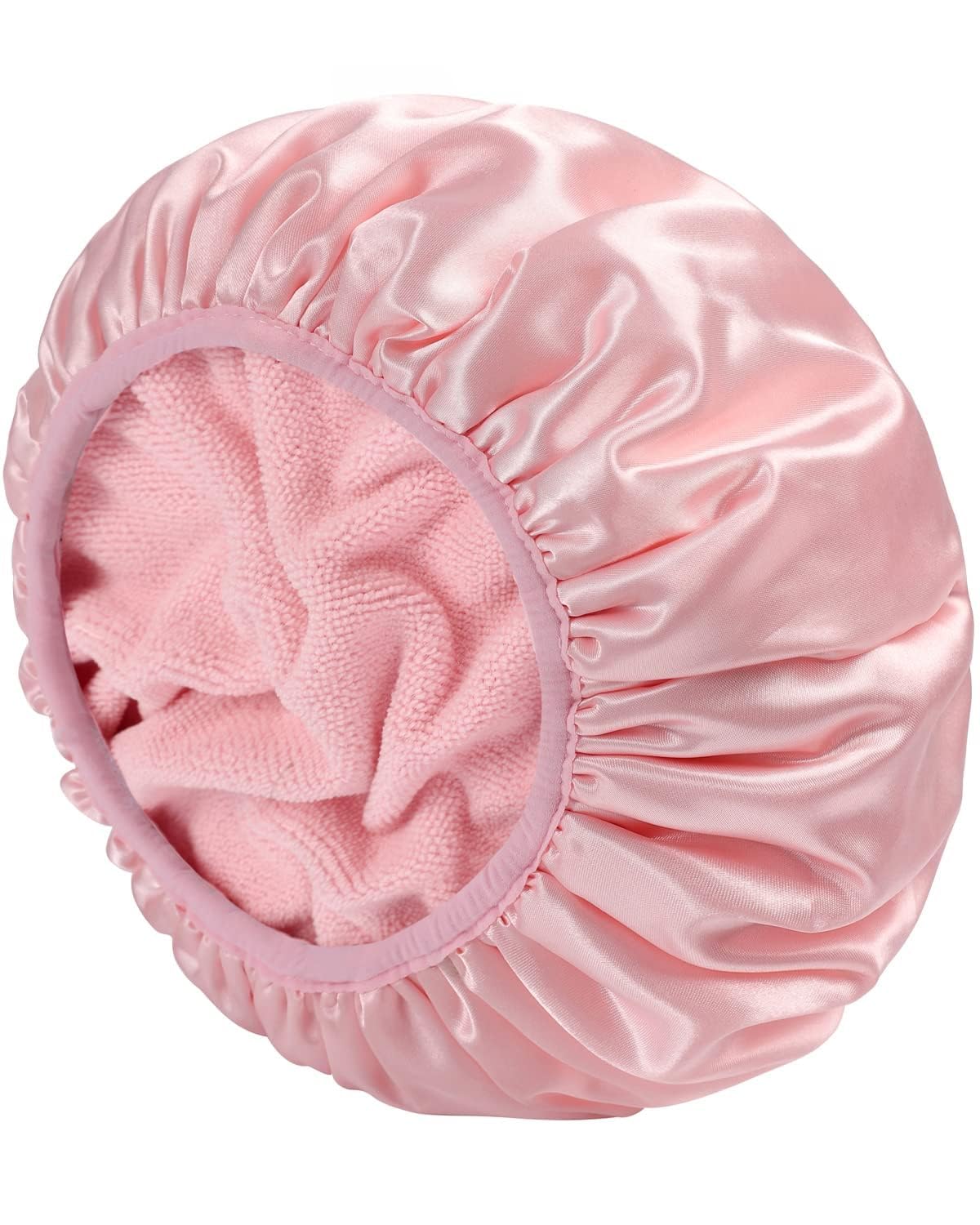 YIZIJIZI Large Terry Lined Shower Cap for Women, Reusable Waterproof