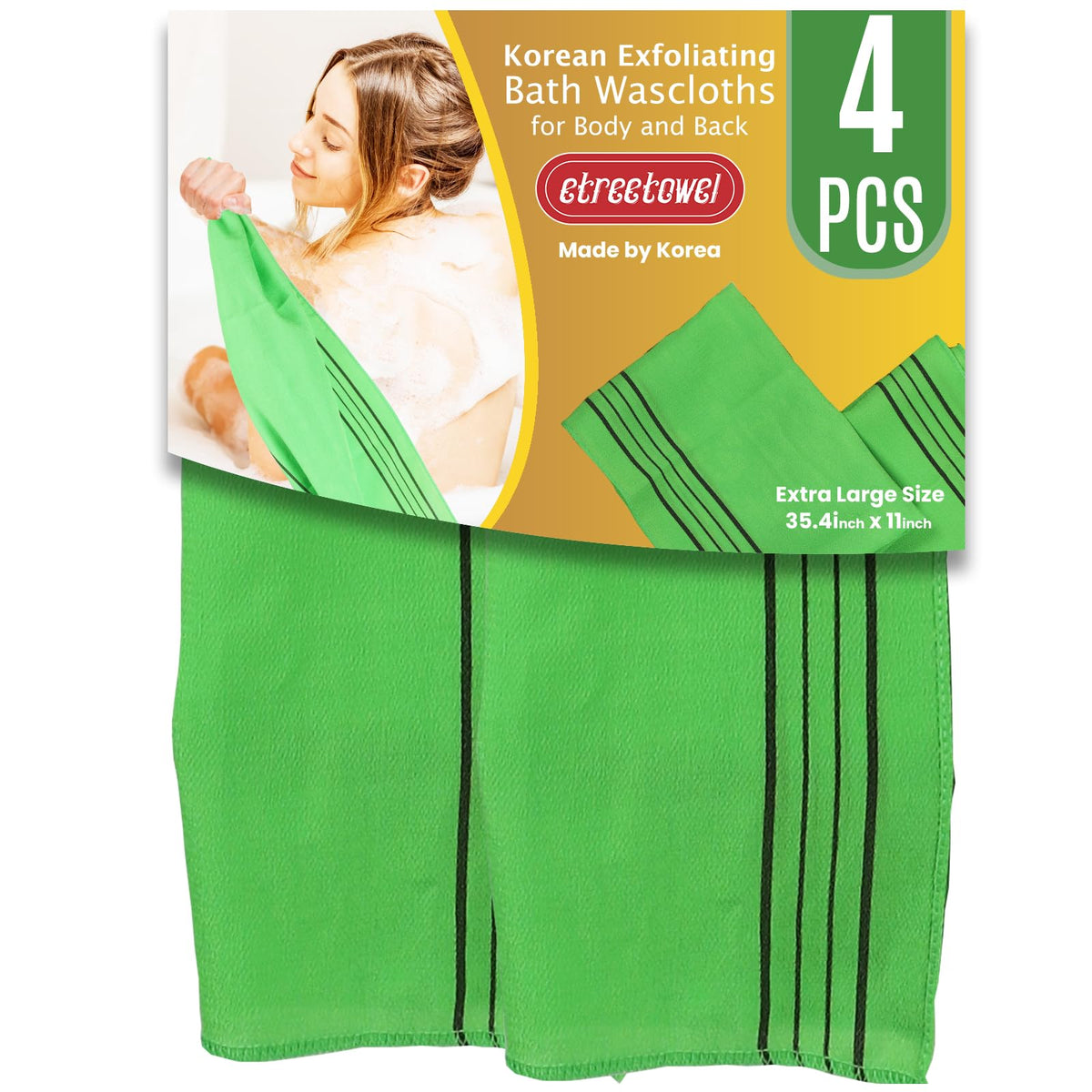 etreetowel Anti-Shrink Korean Asian Exfoliating Bath Washcloths Mitt Scrub for Body washcloth Glove Premium Viscose Rayon Onsen Towel Korea Made (6PACK)