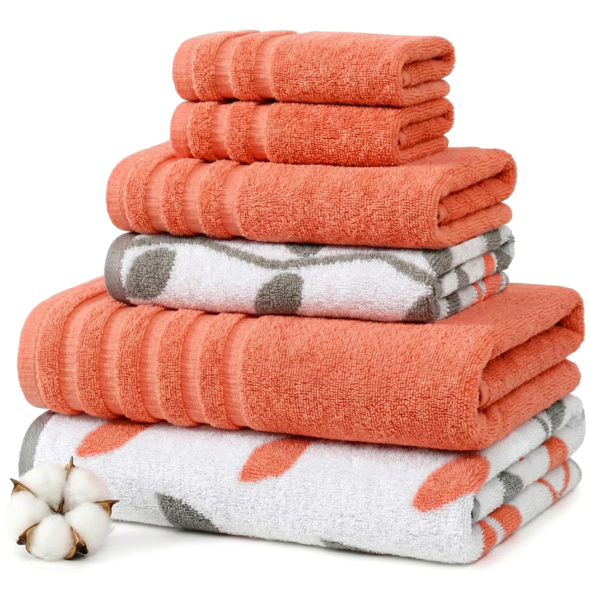 Modern Threads 6 Piece Bath Towel Set – Bathroom Set with 2 Bath Towels, 2 Hand Towels, and 2 Wash Cloths – 100% Cotton, Super Absorbent & Extra Soft – Reversible Classic Diamond (Aqua)