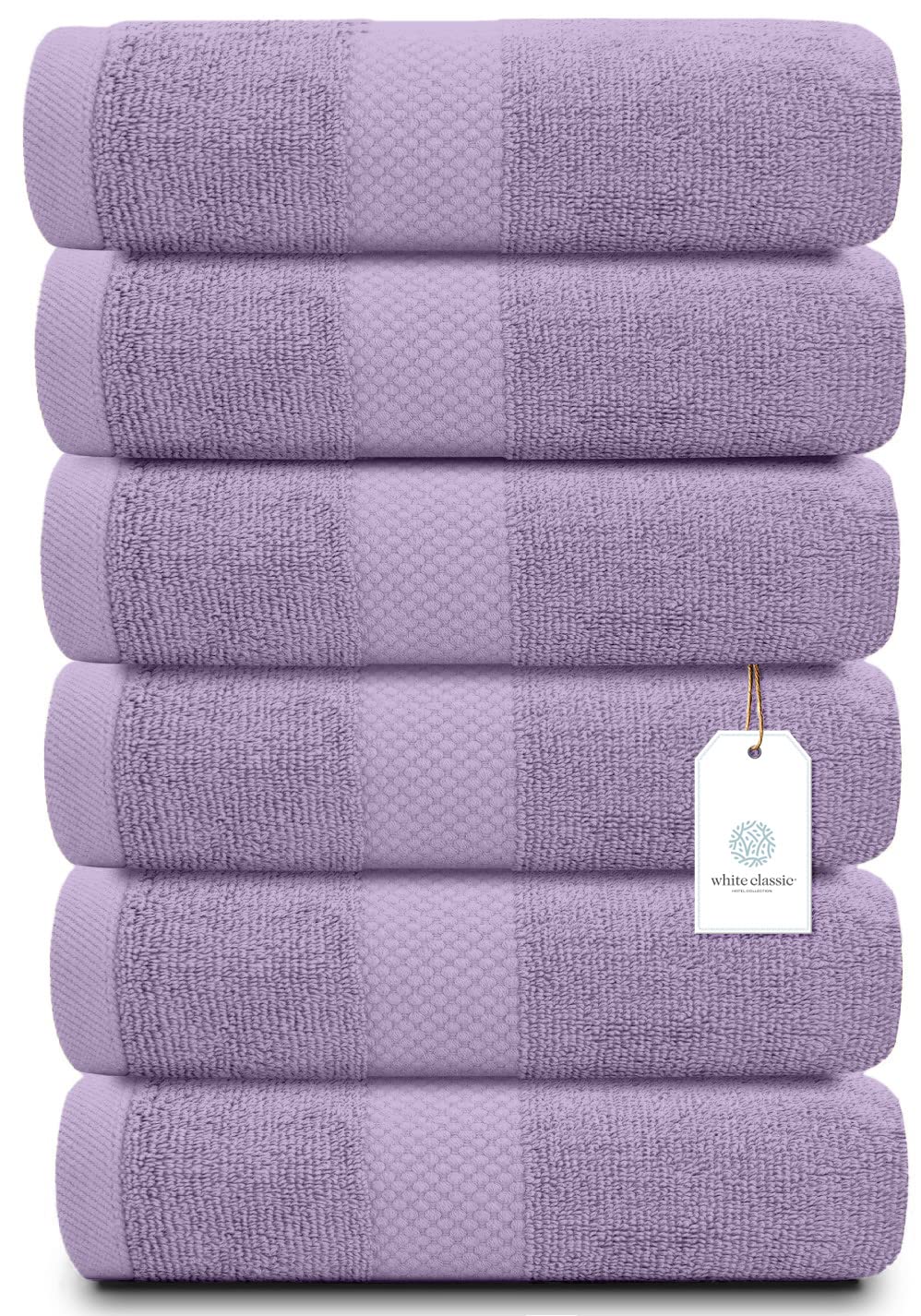 White Classic Luxury White Hand Towels - 100% Turkish Cotton, 16x30, 6 Pack