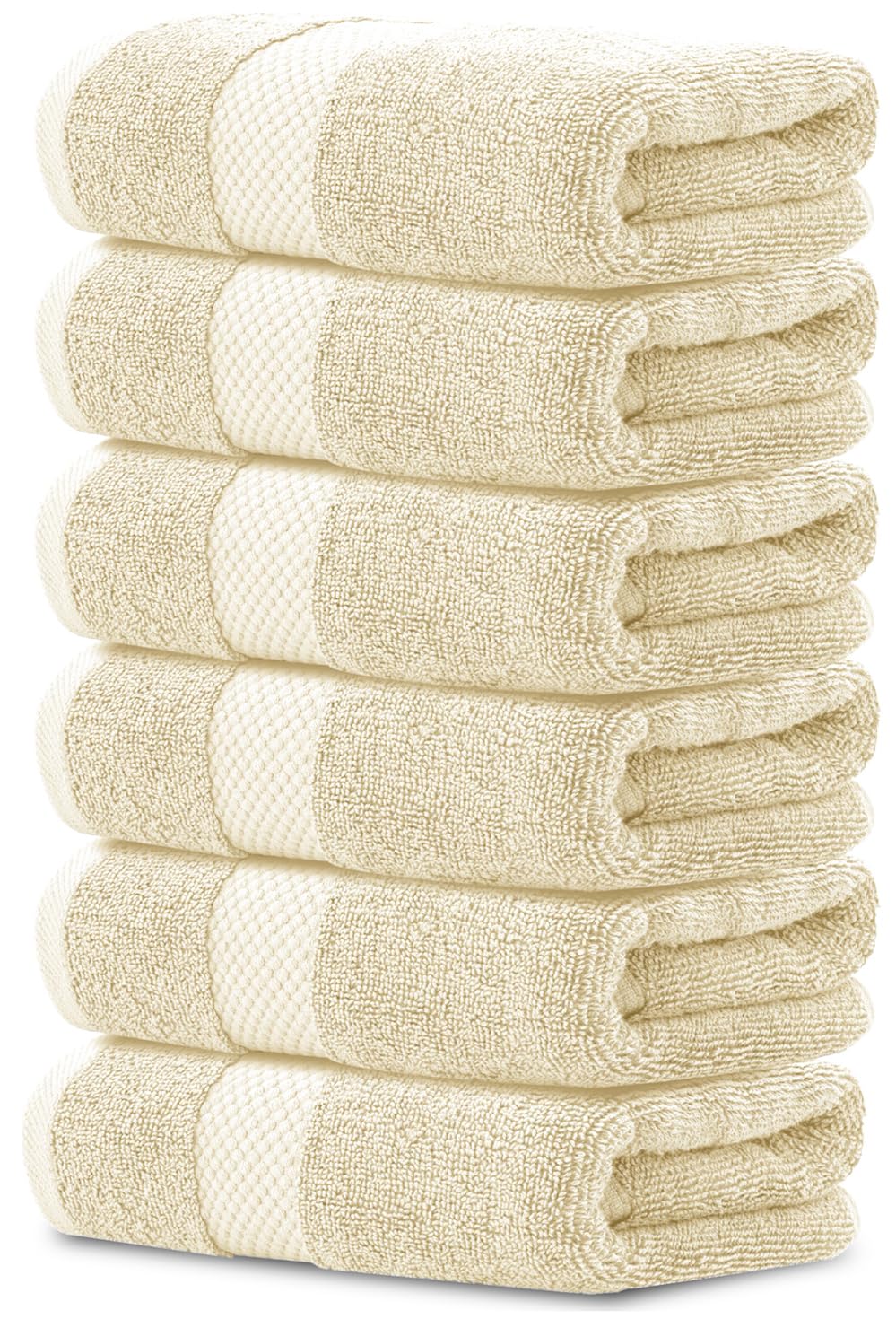 White Classic Luxury White Hand Towels - 100% Turkish Cotton, 16x30, 6 Pack