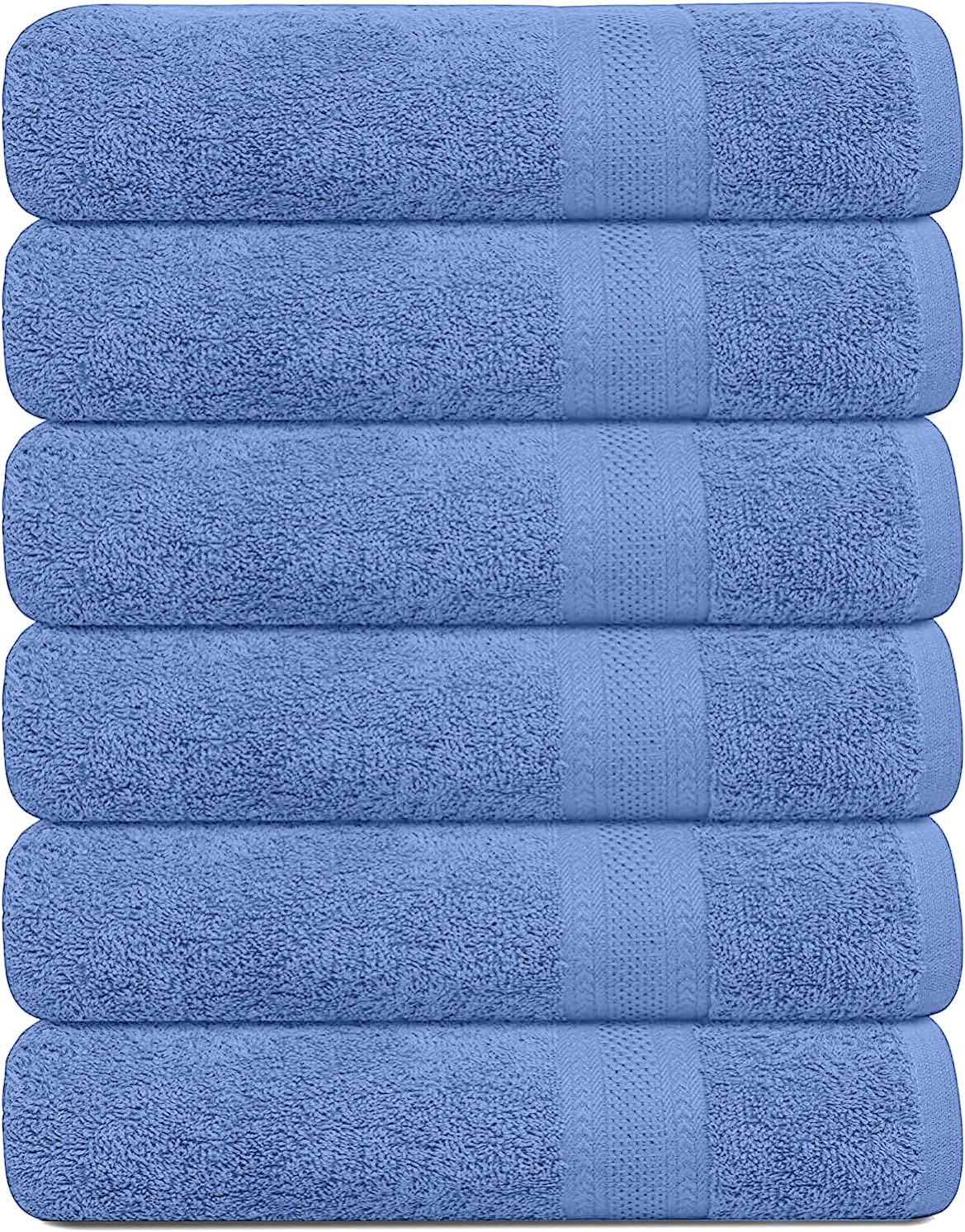 KAHAF COLLECTION 100% Cotton Bath Towels, 24x48 Pack of 6 Towels, Quick Dry, Highly Absorbent, Soft Feel Towel, Gym, Spa, Bathroom, Shower, Pool, Luxury Soft Towels (Grey, 24x48-6 Pack)