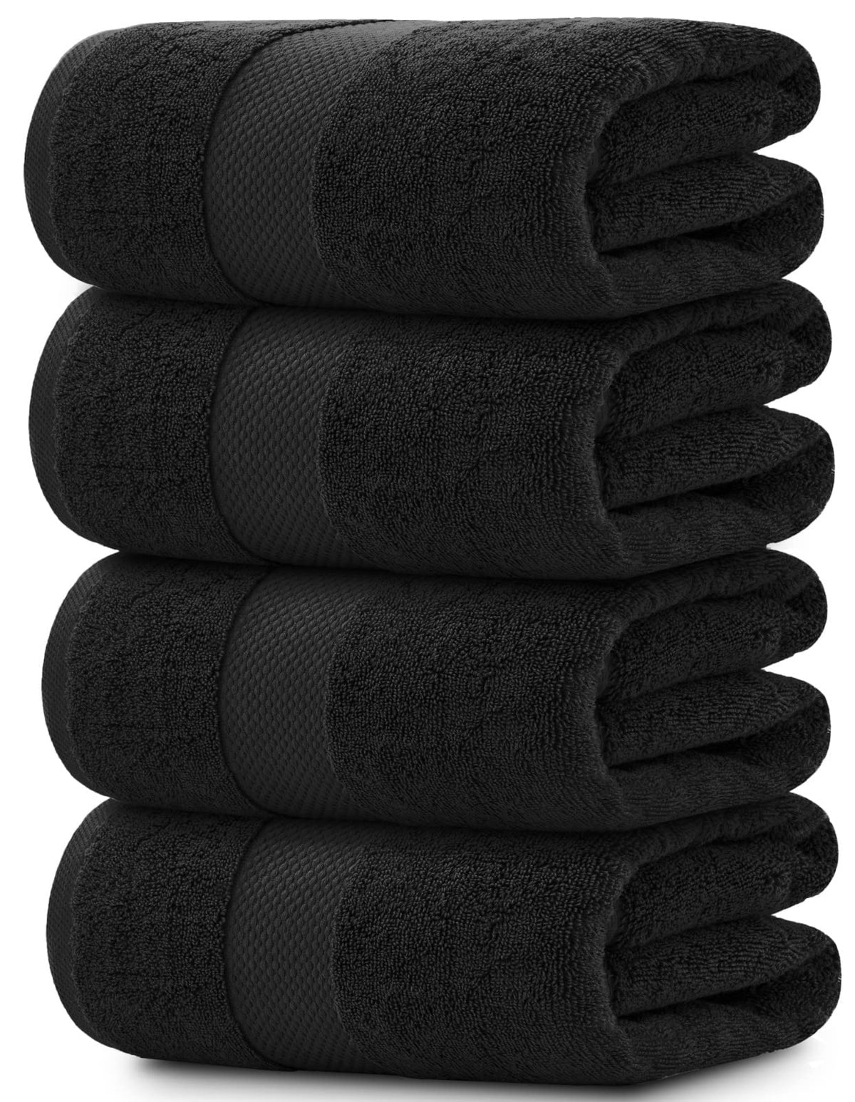 White Classic Luxury White Bath Towels - 4 Pack, 100% Turkish Cotton, 27x54