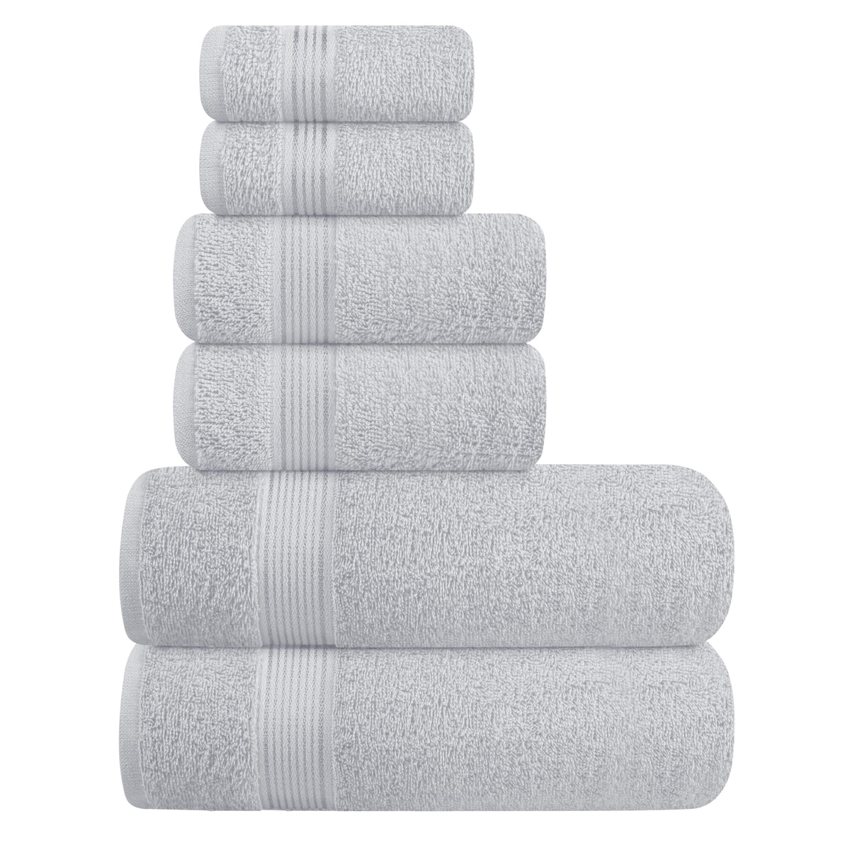 Belizzi Home Ultra Soft 6 Pack Cotton Towel Set, Contains 2 Bath Towels 28x55 inch, 2 Hand Towels 16x24 inch & 2 Wash Coths 12x12 inch, Ideal for Everyday use, Compact & Lightweight - Black