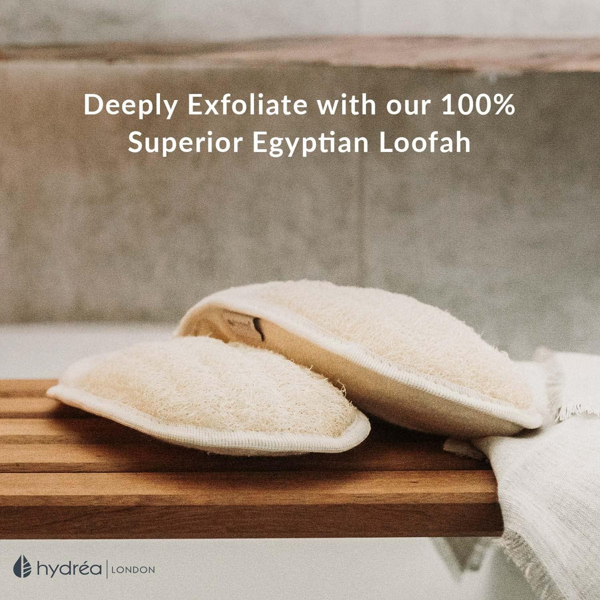 Hydrea London Exfoliating Glove - Organic Egyptian Shower Loofah & Dual-Sided Face Mitt Exfoliator - Body Scrubber for Men & Women, Dead Skin Cell Remover, & Bath Scrub for Deep Exfoliation & Detox