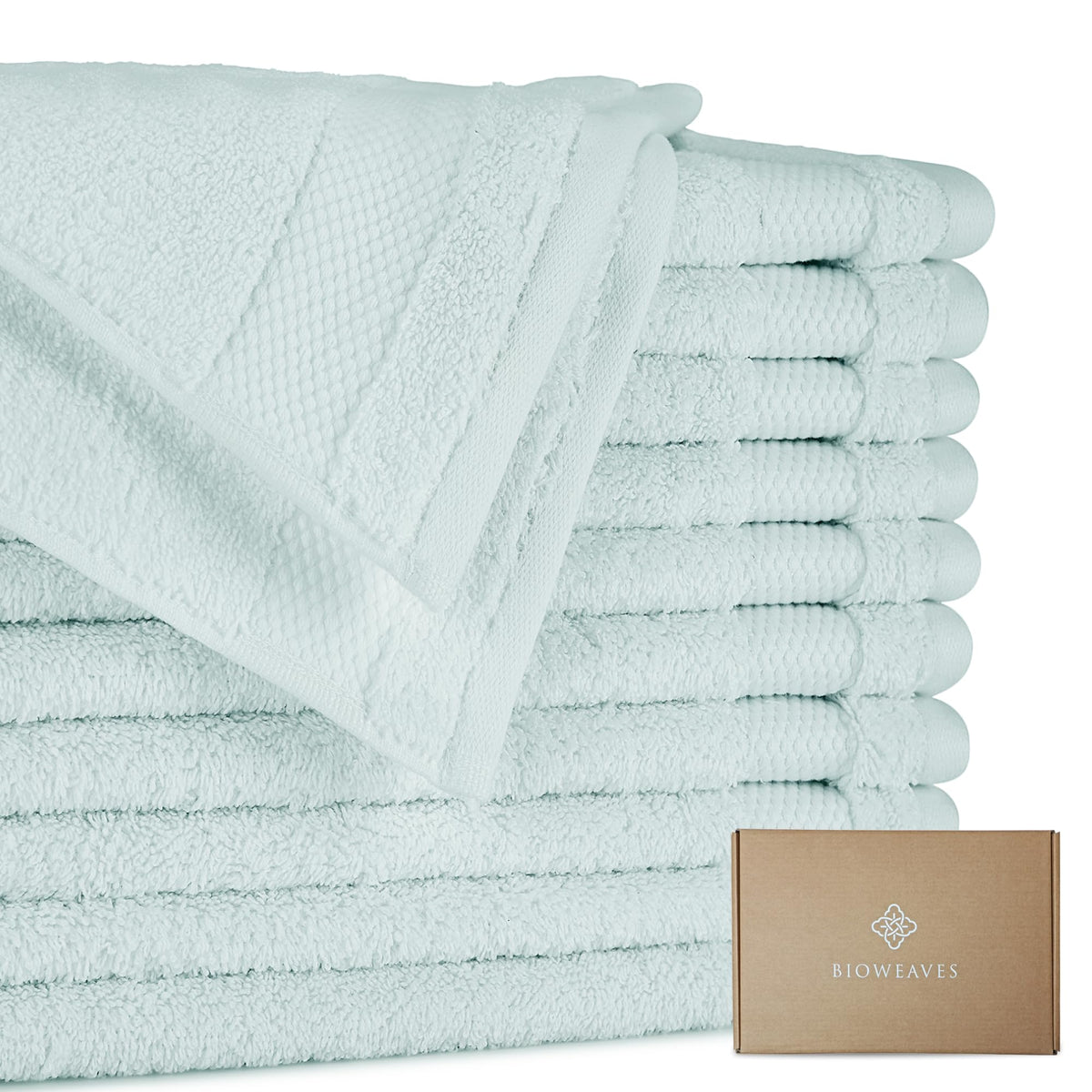 BIOWEAVES 100% Organic Cotton 700 GSM Plush Bath Towels 30" x 58" GOTS Certified - White, Pack of 2