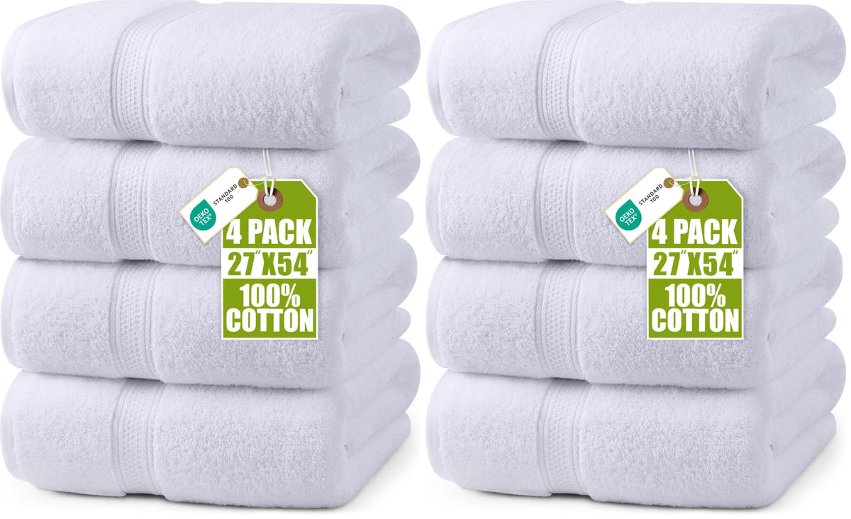Utopia Towels 4 Pack Premium Bath Towels, 27x54 in, 600 GSM Cotton Grey
