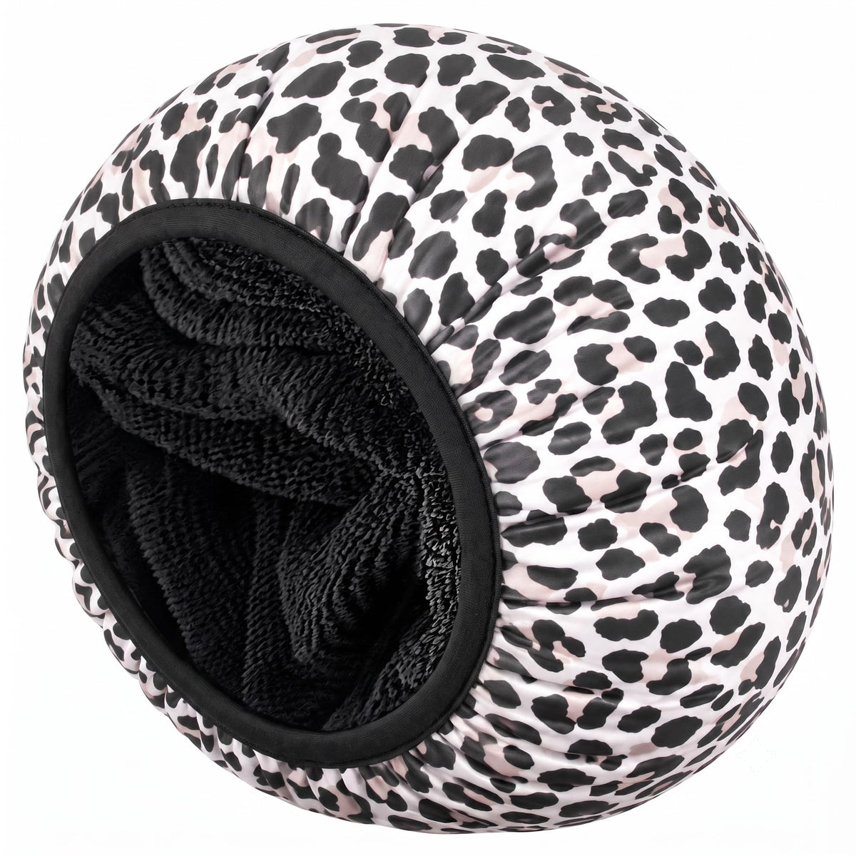 Aquior Shower Cap,Terry Lined Shower Cap for Women Reusable, Triple Layer Waterproof Bath Cap, Extra Large for Women Long Hair(Black)