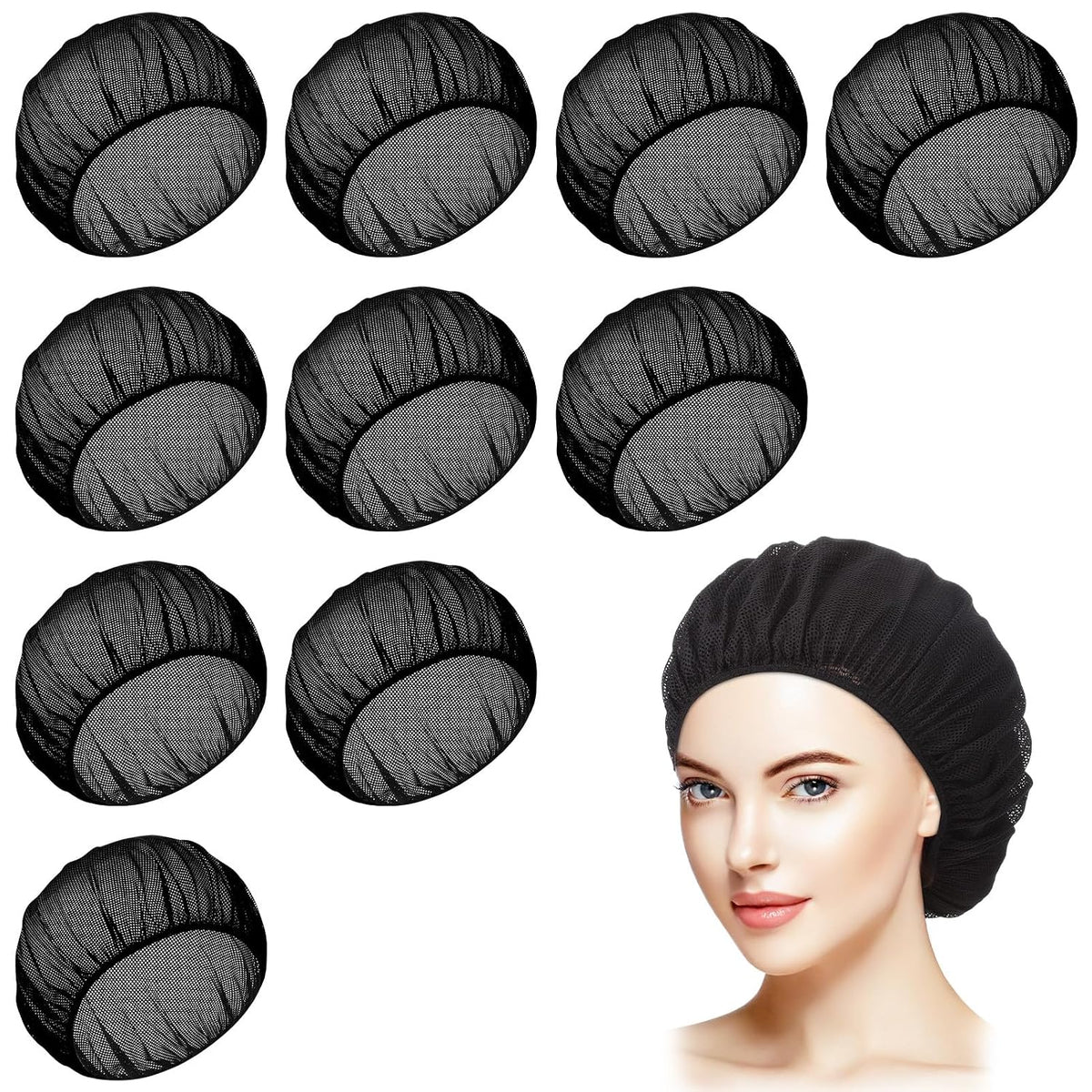 10 Pcs Hair Net for Sleep Night Curly Hair Nets Black